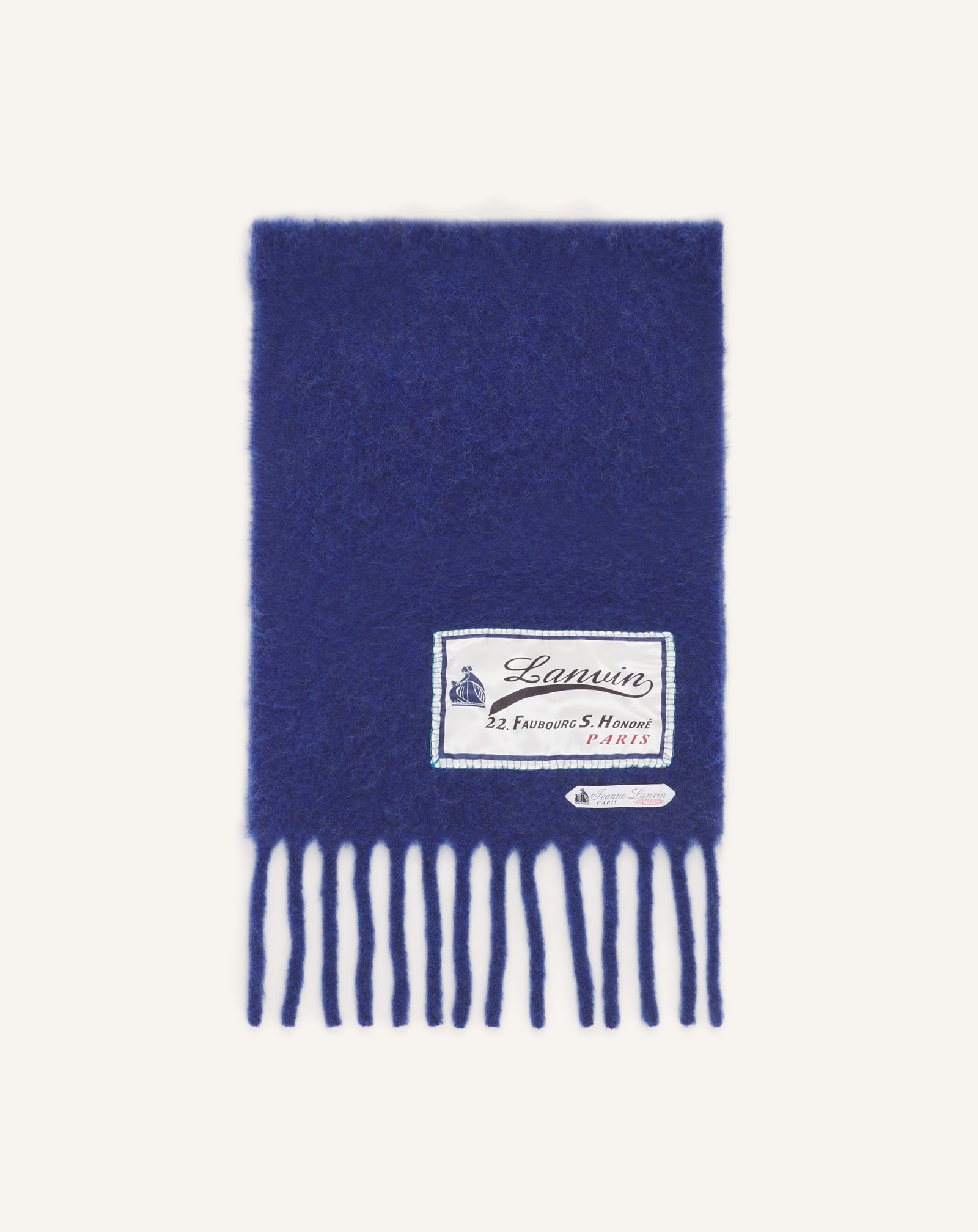 FRINGED WOOL SCARF WITH 22 FAUBOURG LABEL
