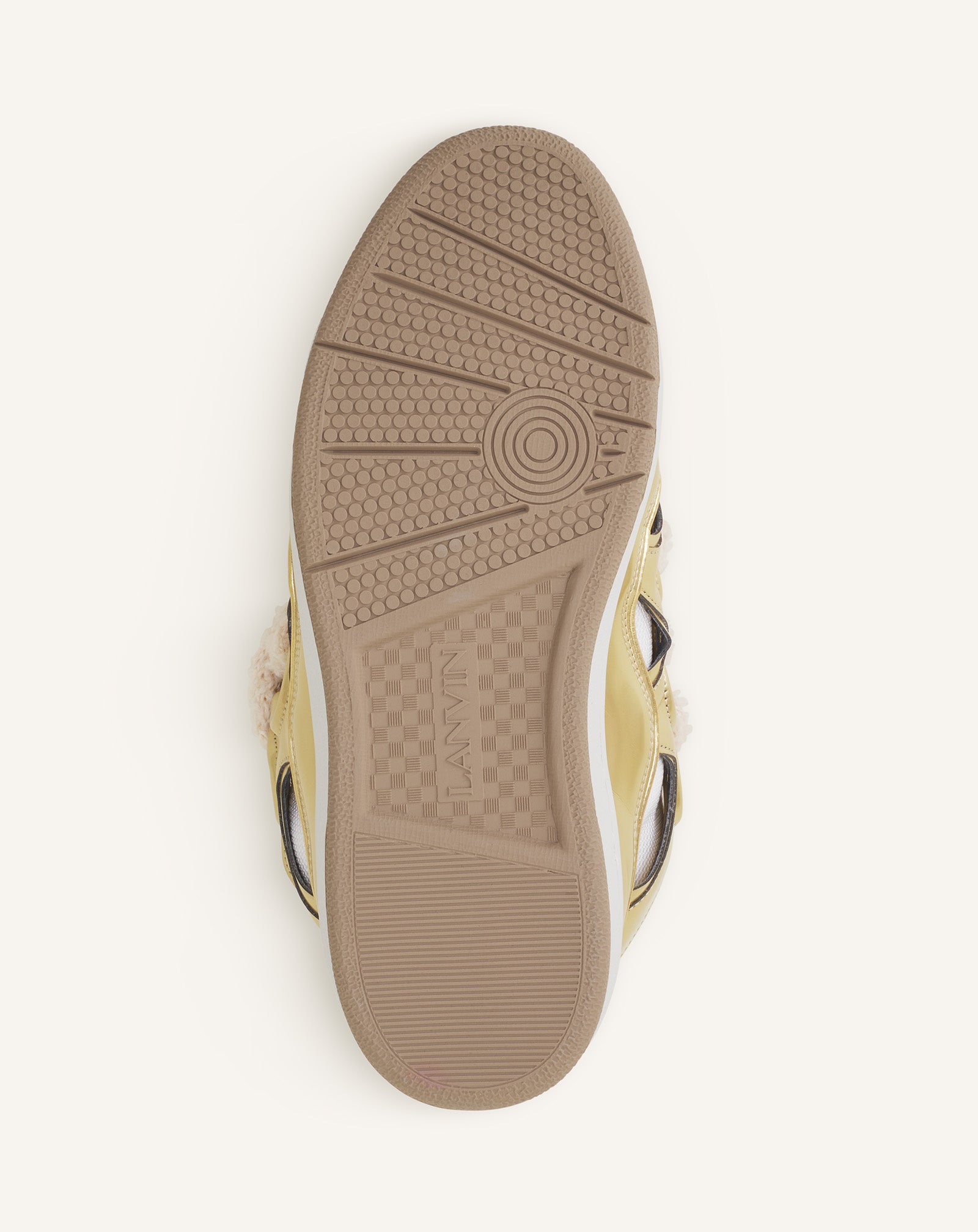 CURB METALLIC LEATHER SNEAKERS WITH MESH LACES