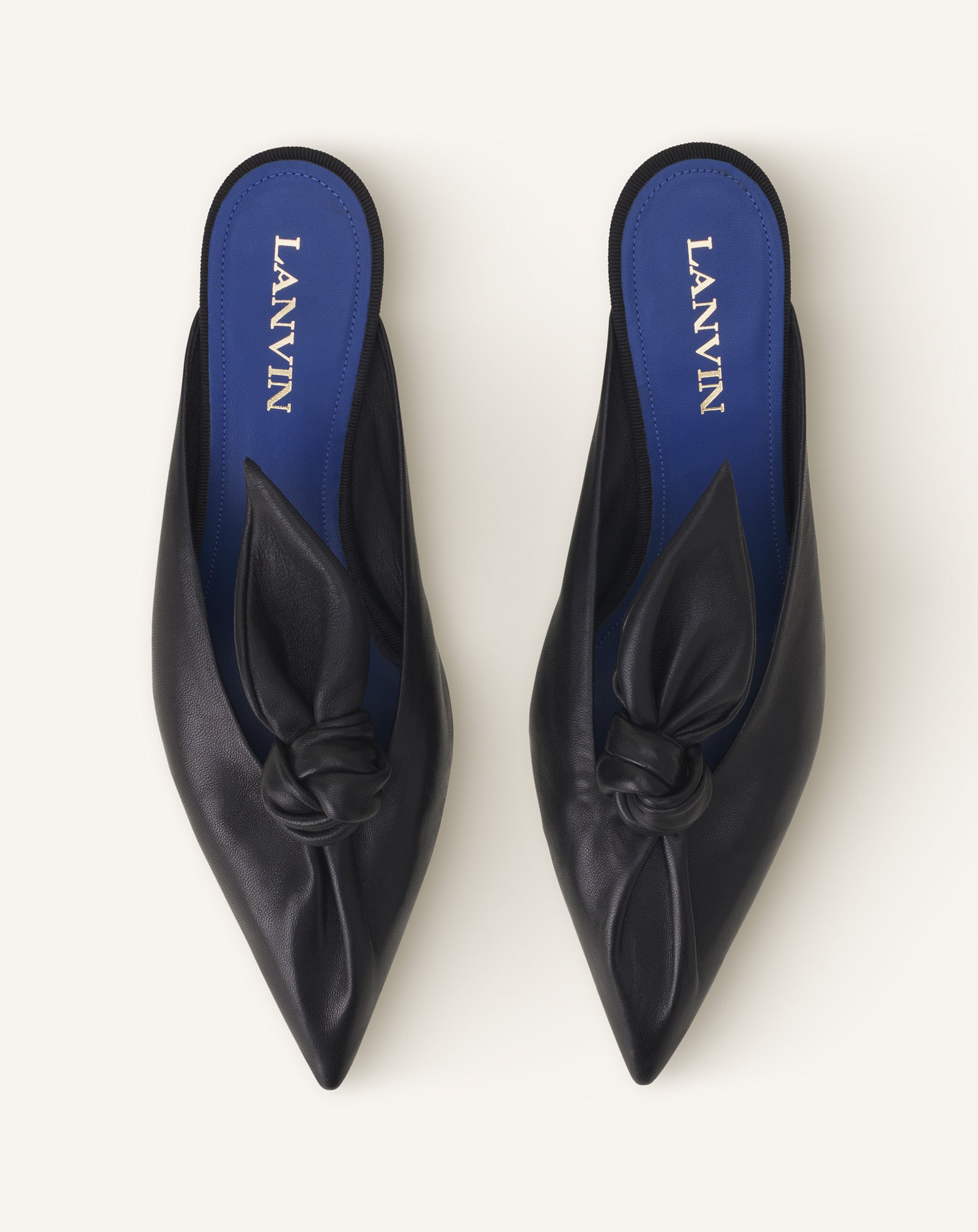 MIDNIGHT STEP BOW LEATHER MULE WITH HEEL