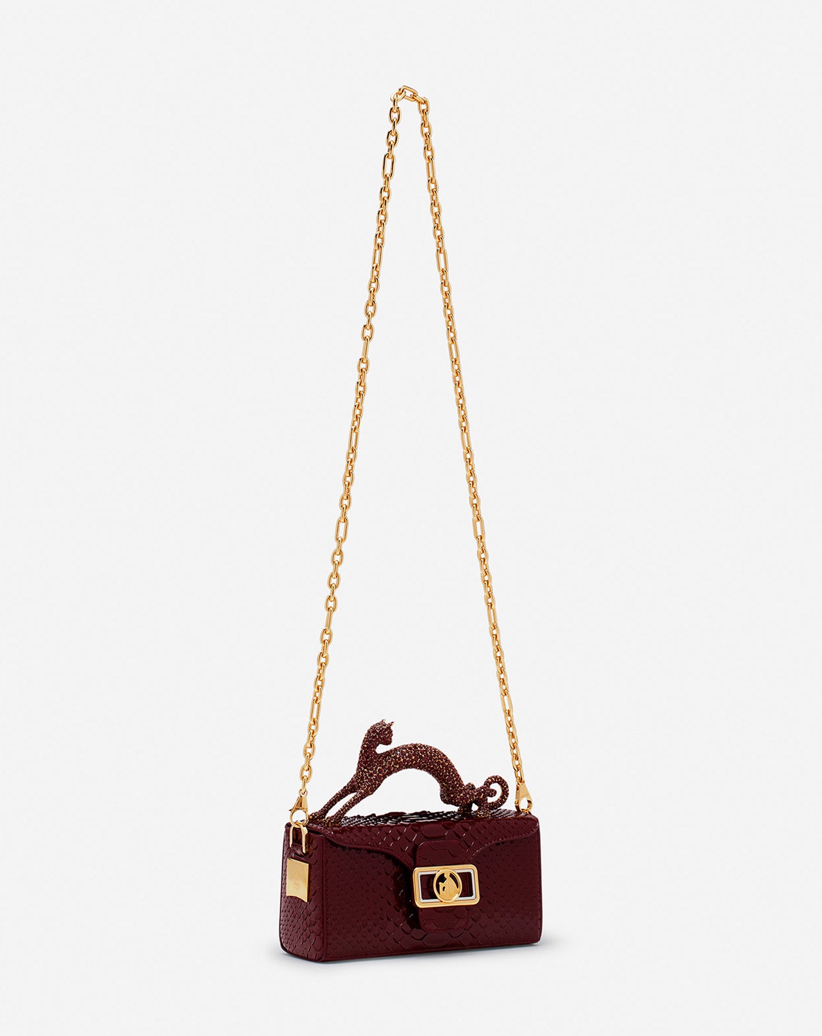 PENCIL CAT PYTHON AND RHINESTONE BAG