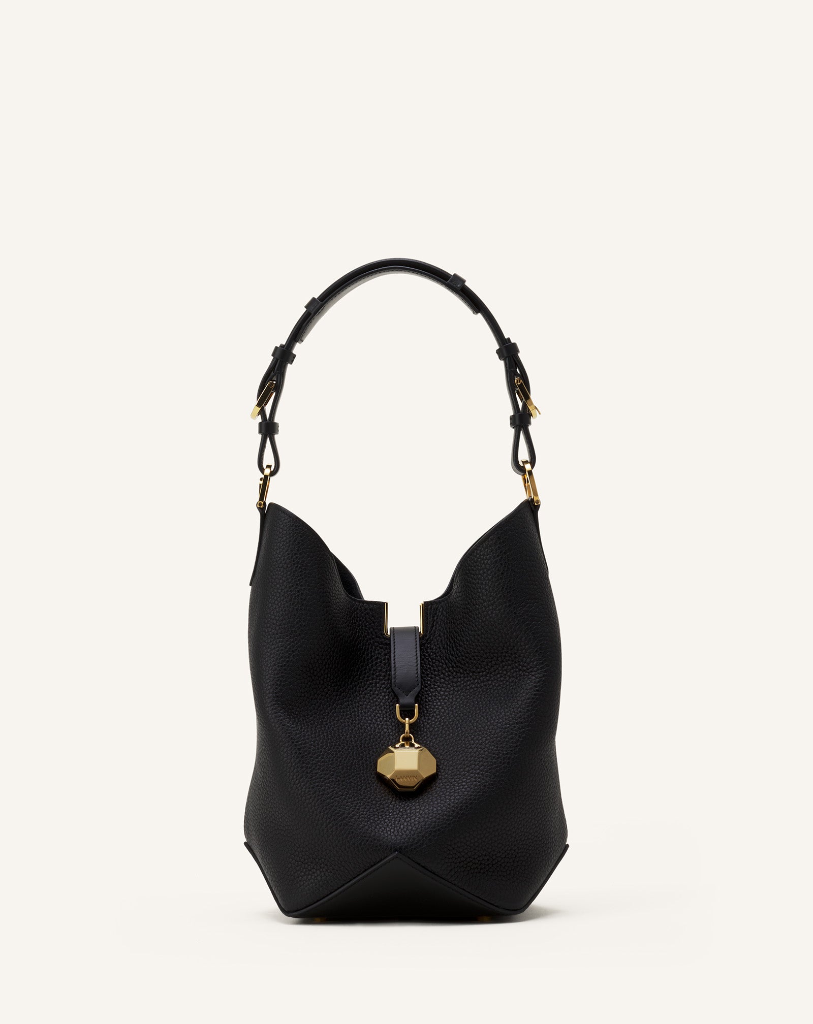 CATCH BY LANVIN MEDIUM BUCKET BAG IN GRAINED LEATHER
