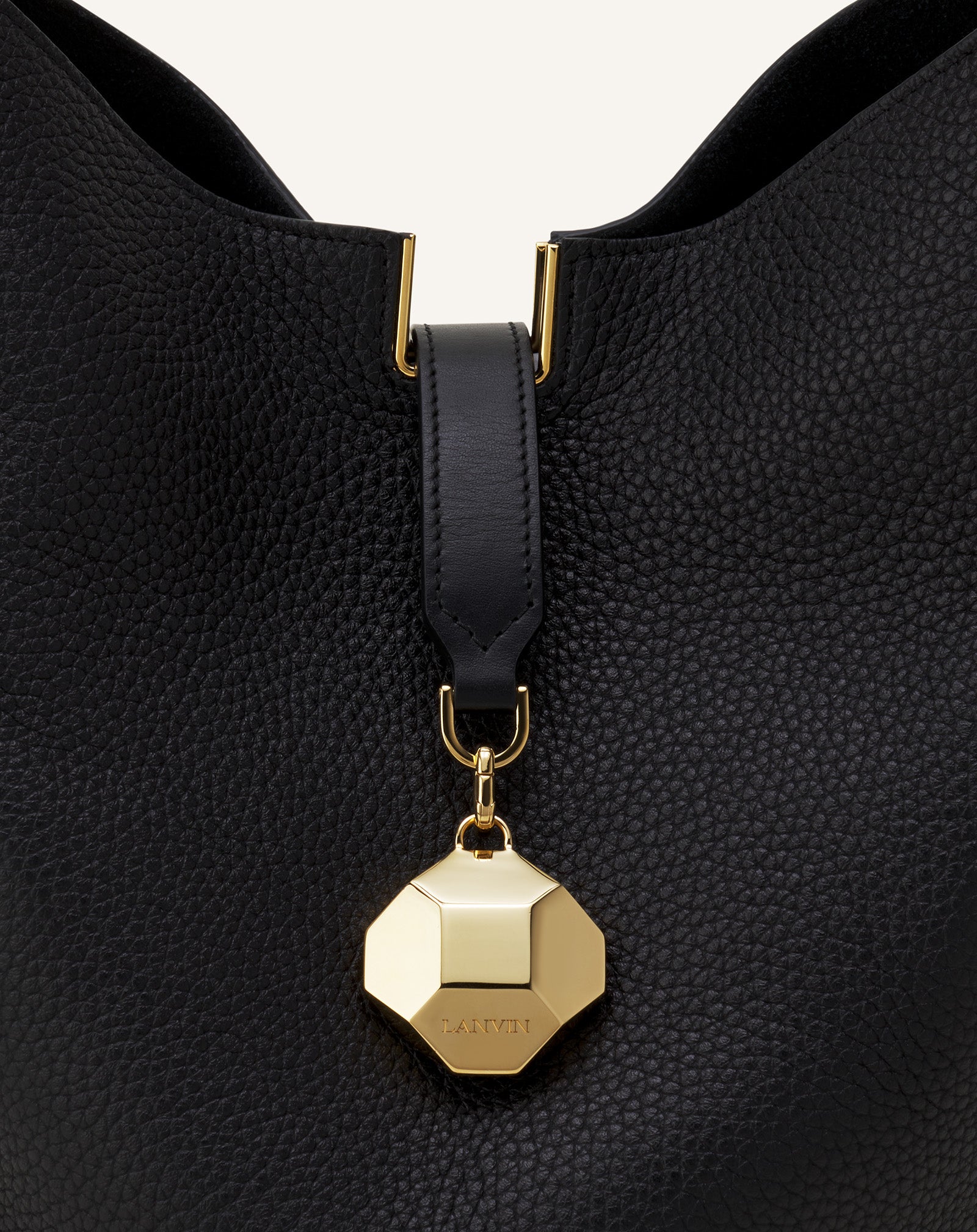 CATCH BY LANVIN MEDIUM BUCKET BAG IN GRAINED LEATHER
