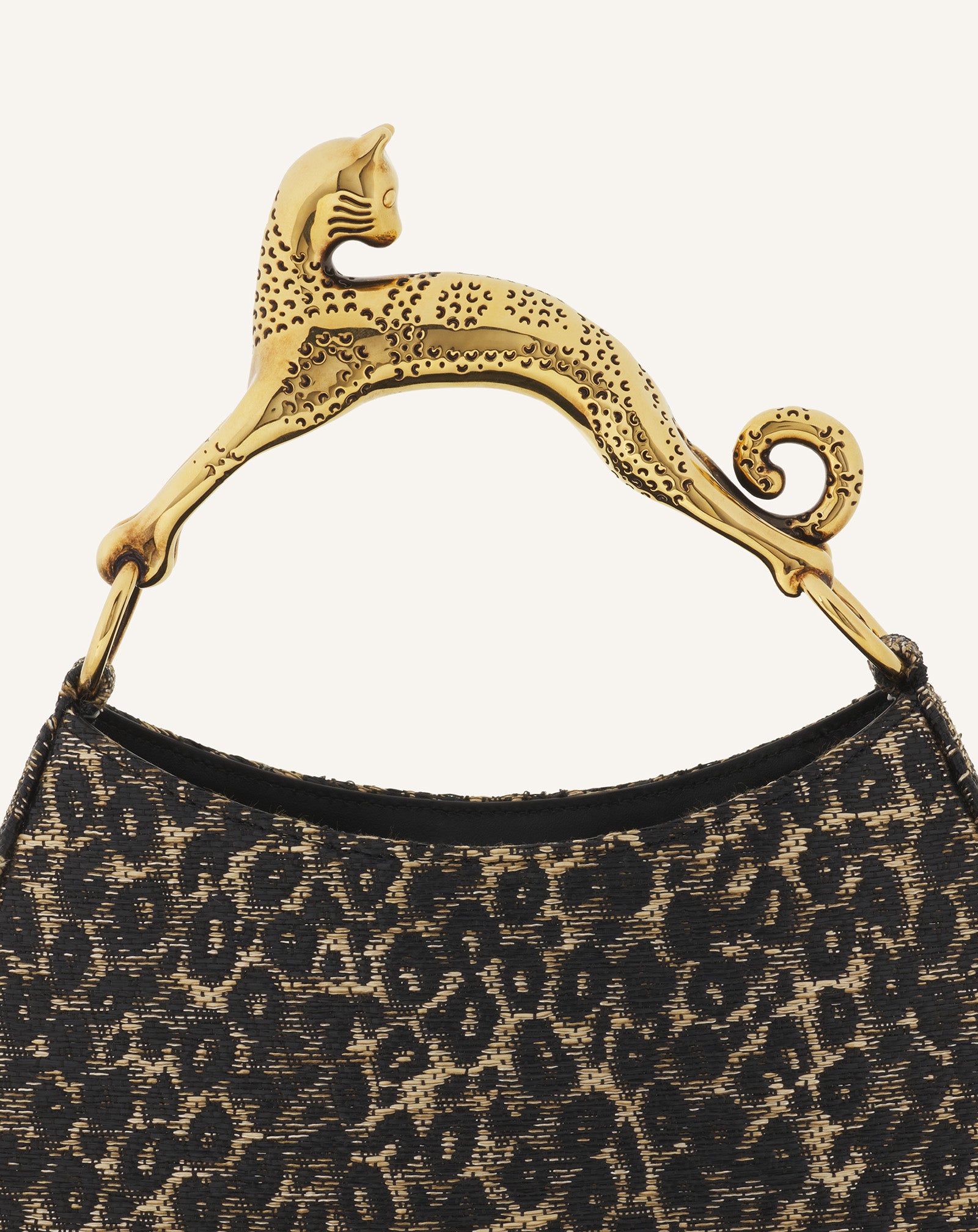 HOBO CAT BAG IN RAFFIA LEOPARD PRINT