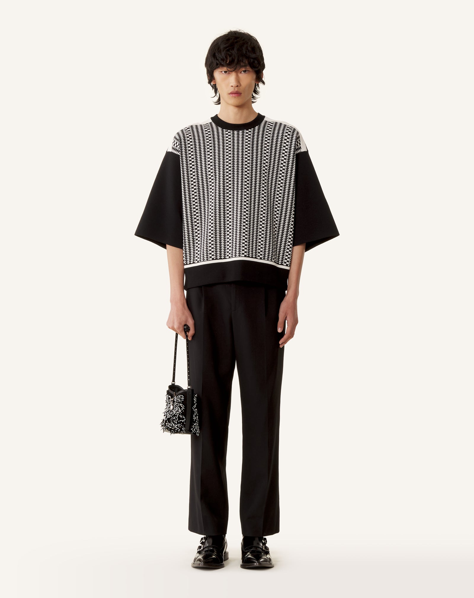 LOOSE-FIT T-SHIRT IN SILK AND COTTON JACQUARD