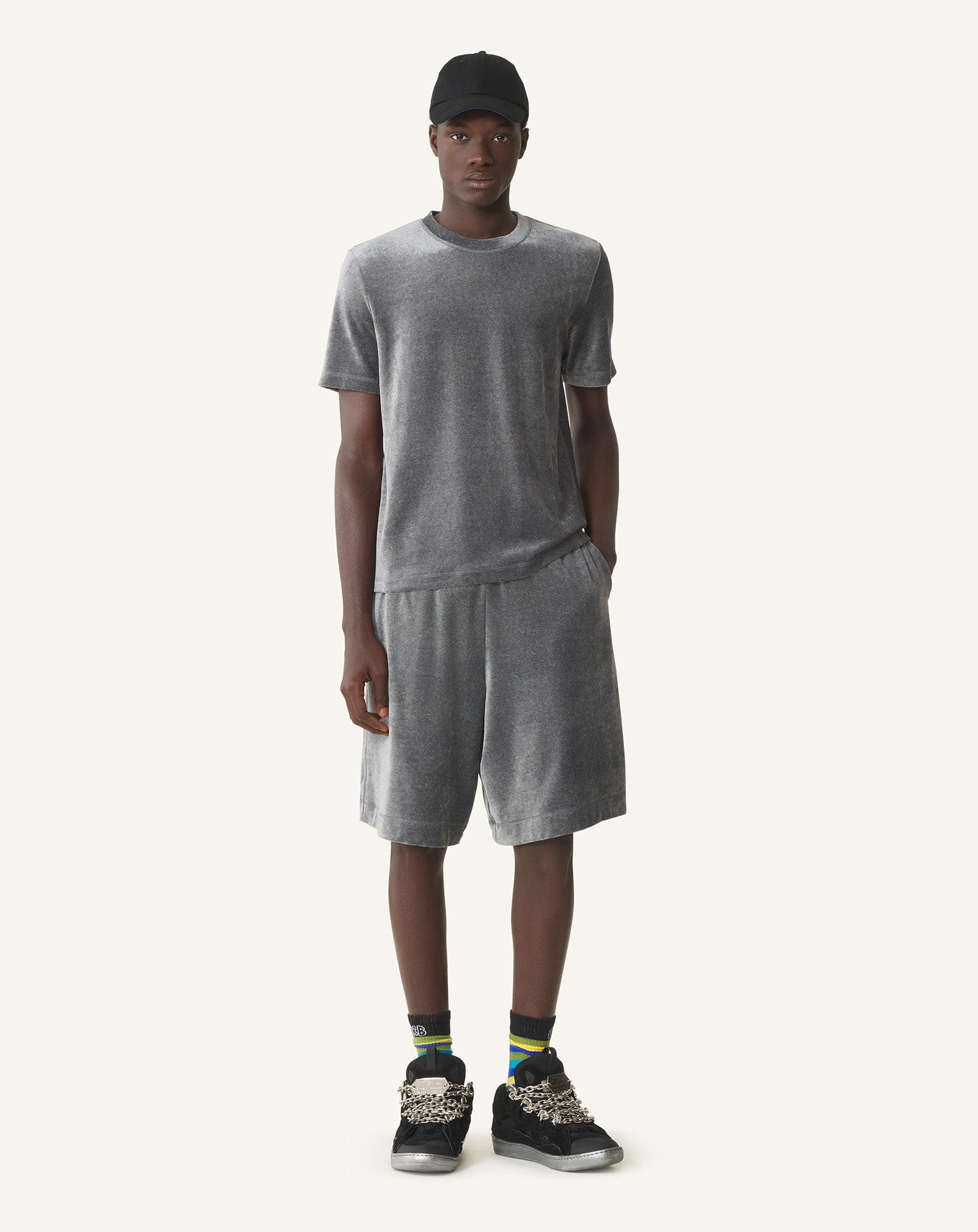 BLACK VELVET BERMUDA SHORTS