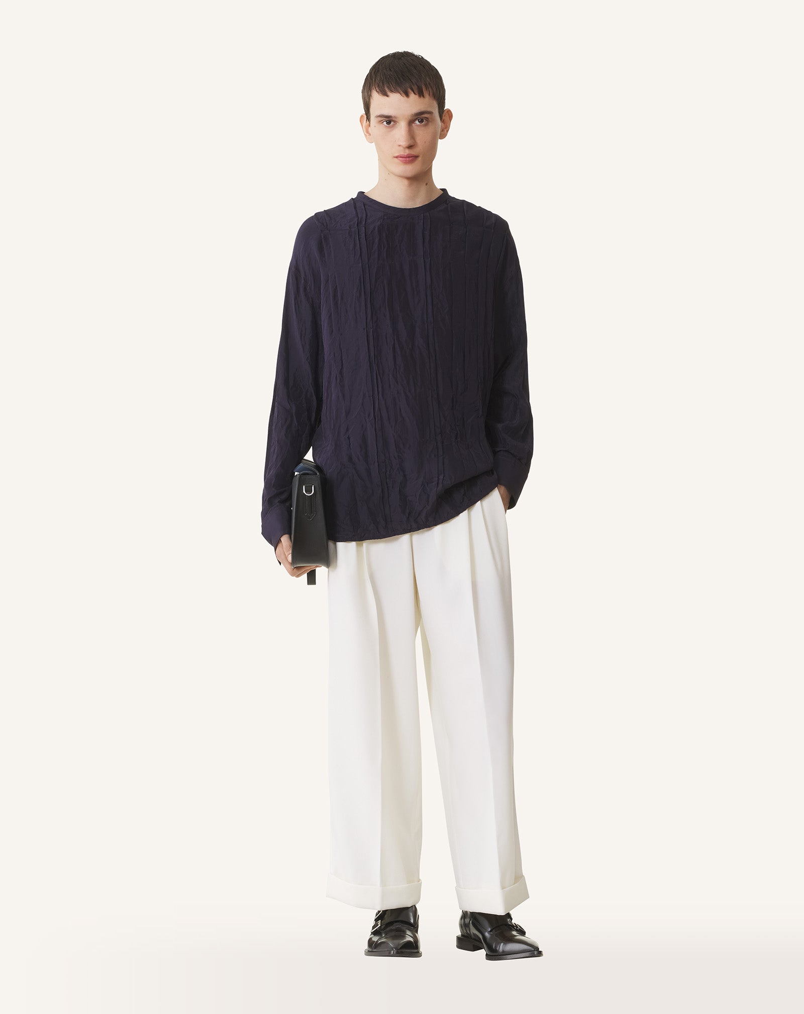 PLEATED SILK TOP