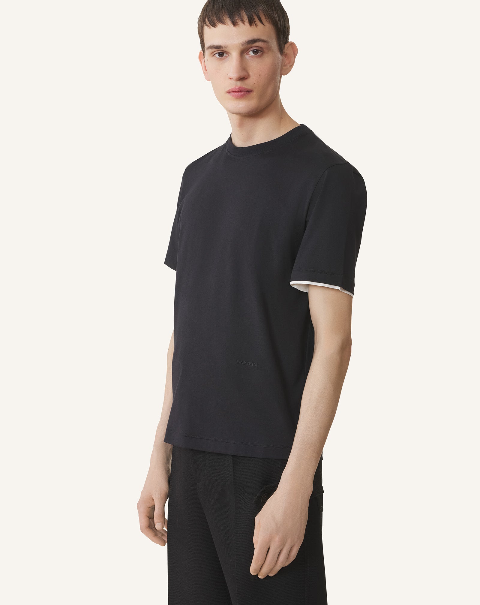 COTTON T-SHIRT WITH SILK DETAIL