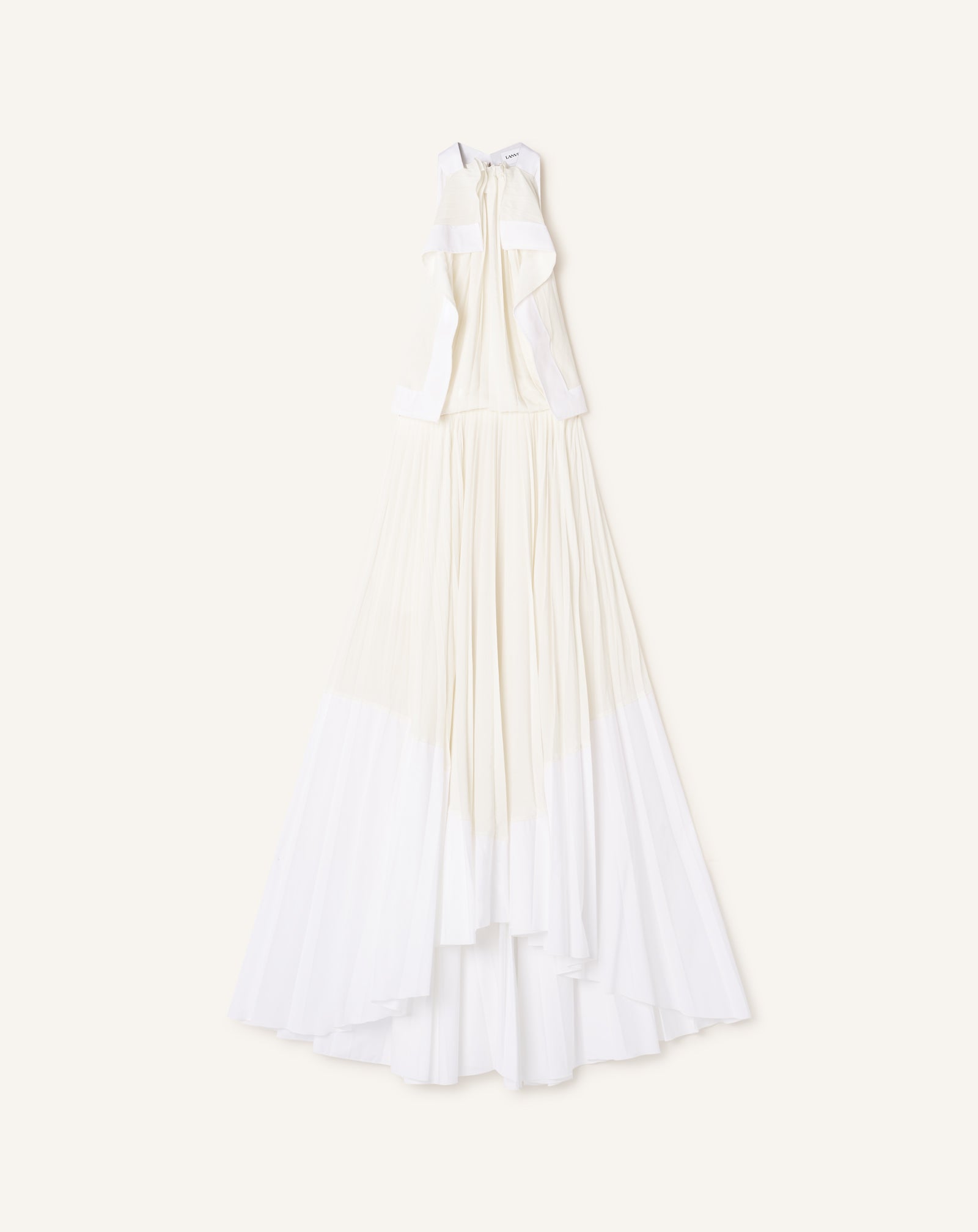 PLEATED DRESS IN CHARMEUSE AND COTTON