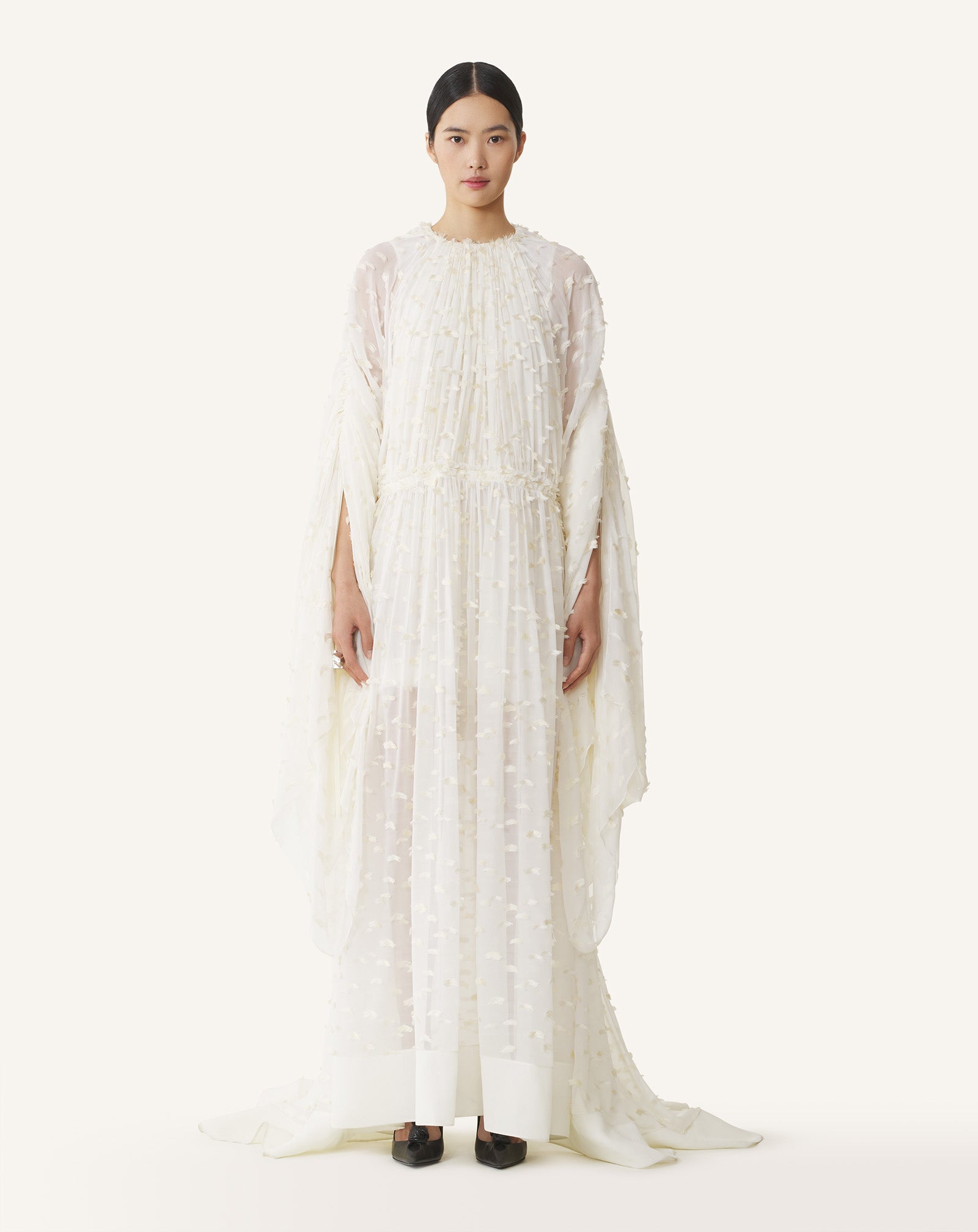 LONG DRESS IN PLUMETIS SILK