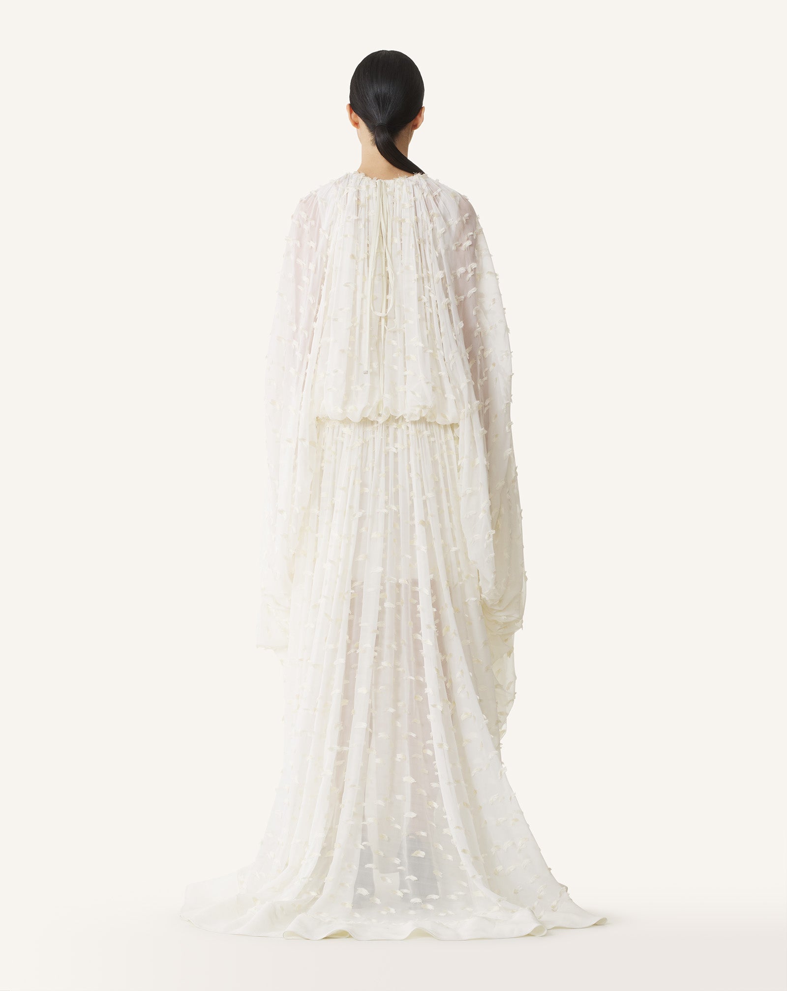 LONG DRESS IN PLUMETIS SILK