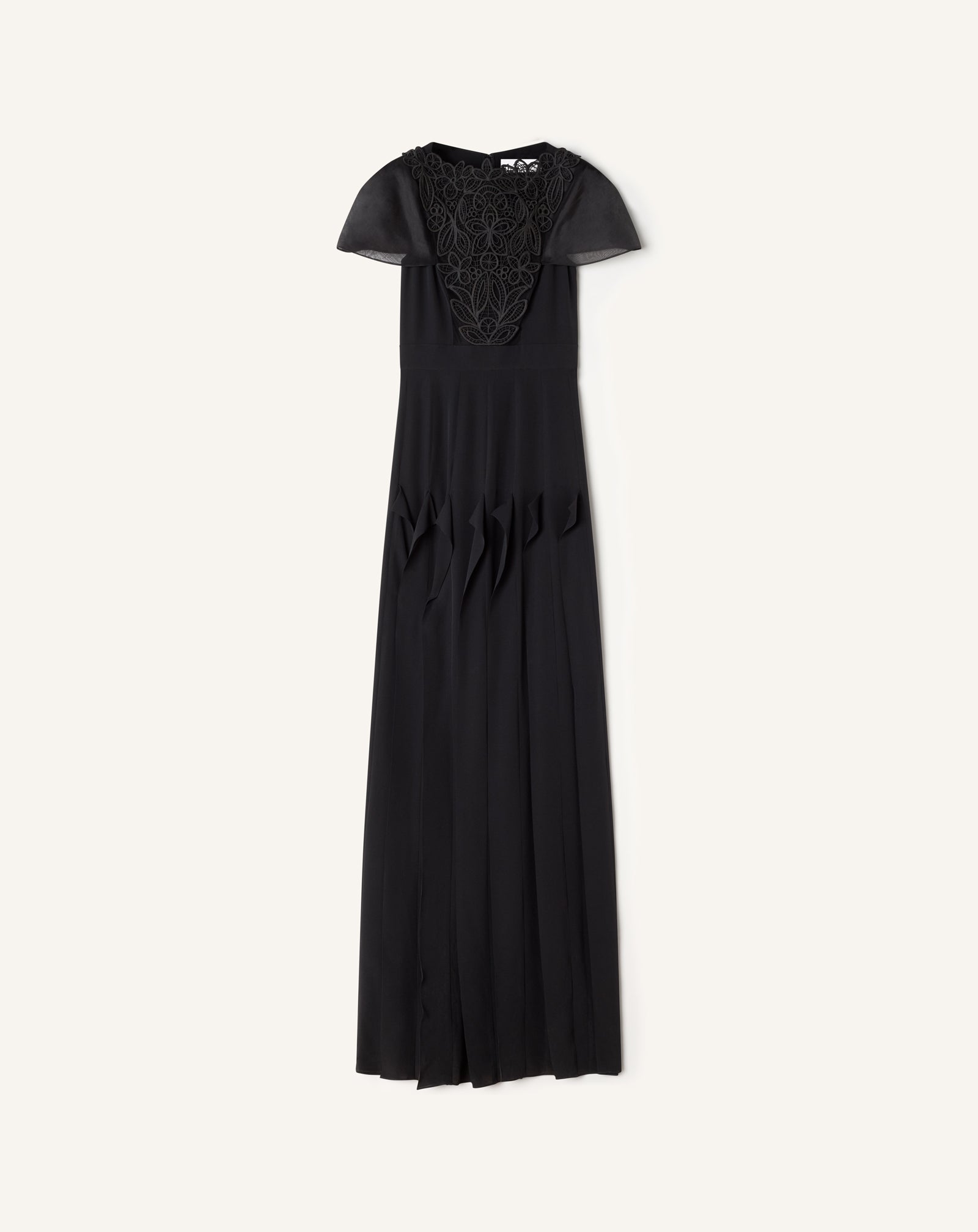 EMBROIDERED BIB DRESS IN SILK GEORGETTE