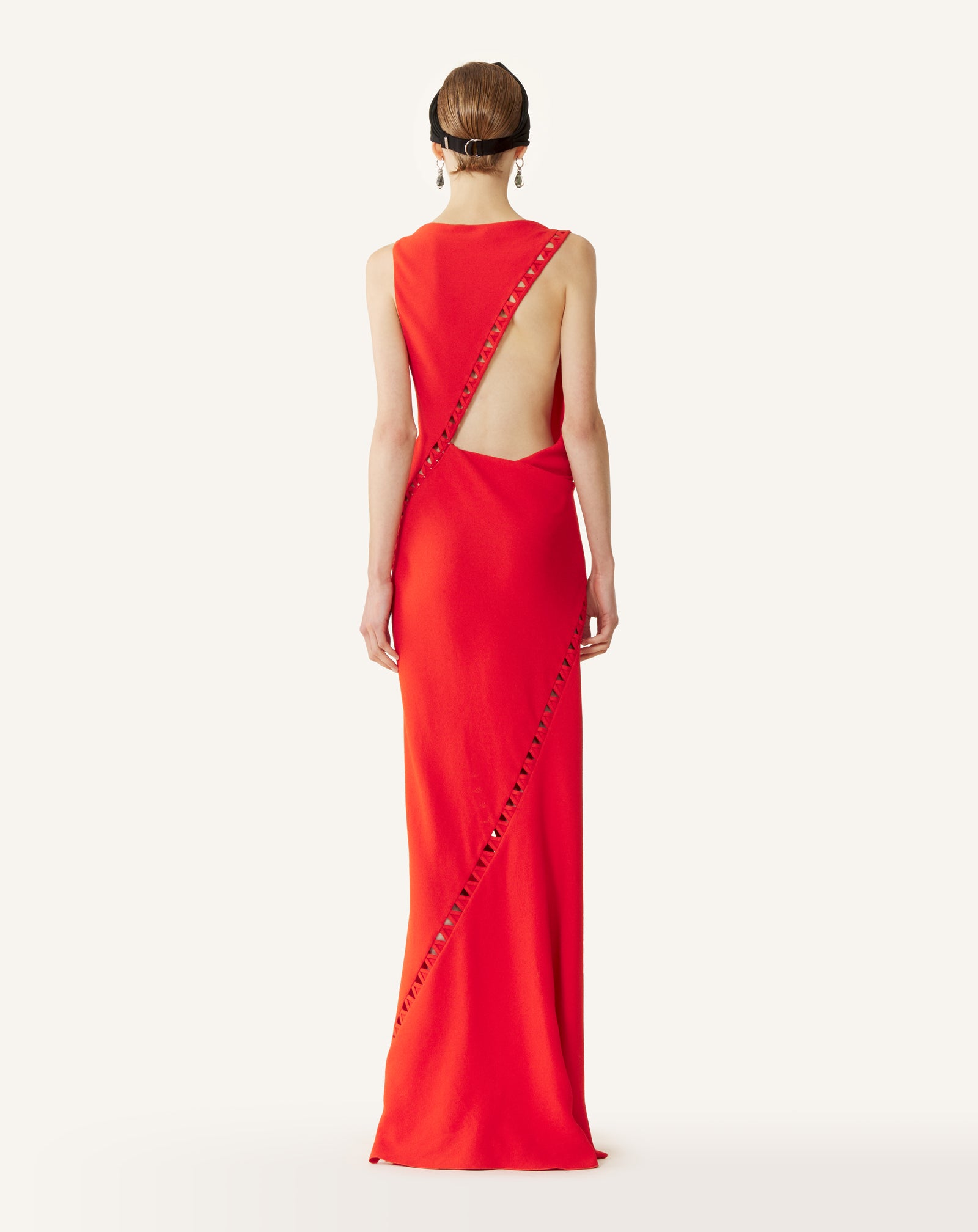 VISCOSE DRAPED-BACK LONG DRESS