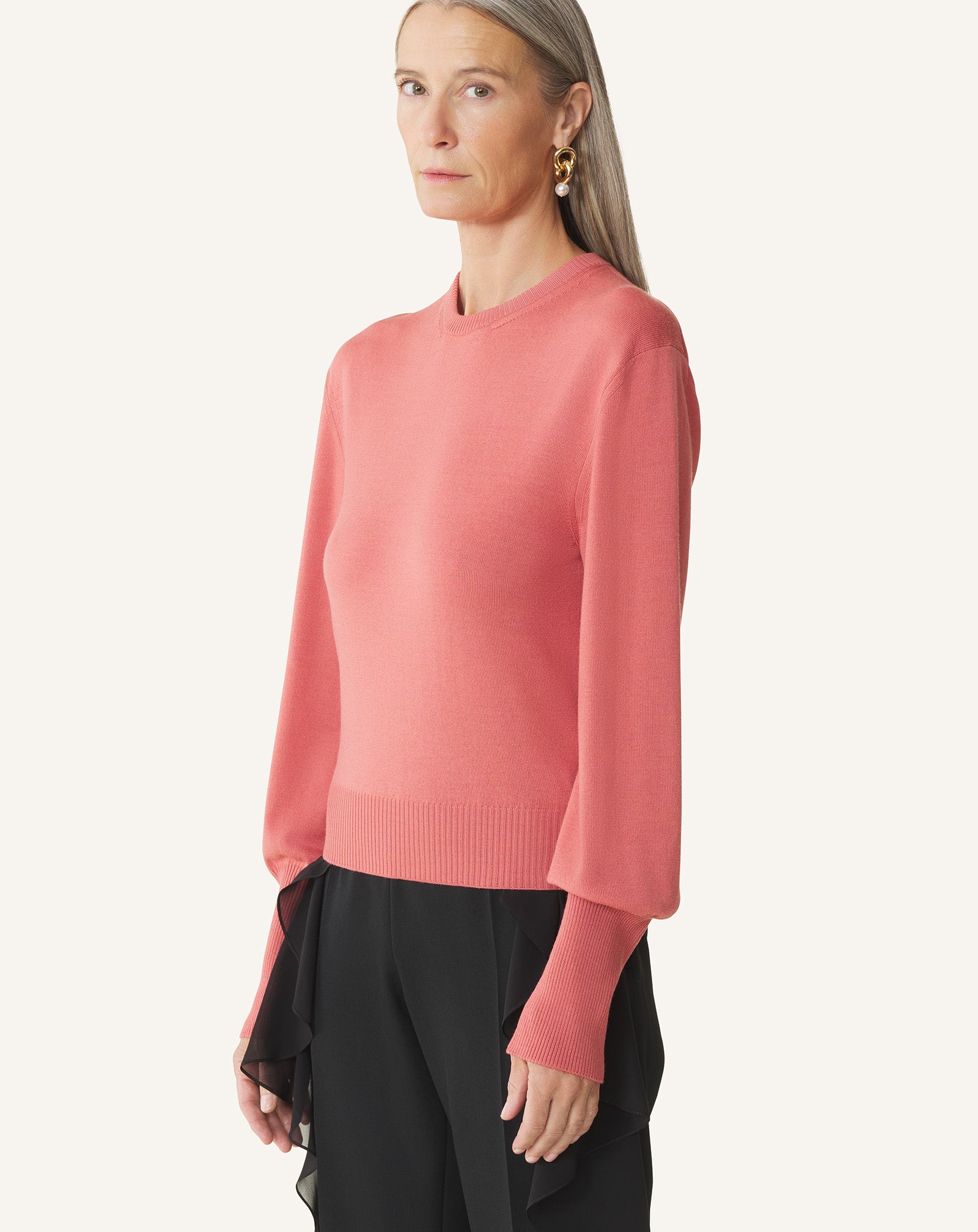 WOOL SWEATER WITH GROSGRAIN DETAIL