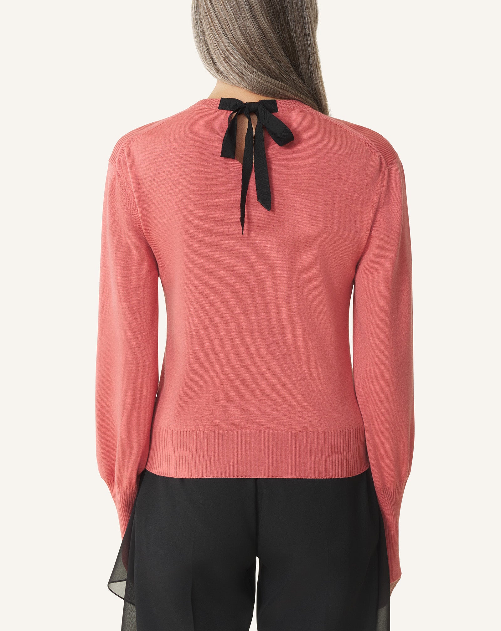 WOOL SWEATER WITH GROSGRAIN DETAIL