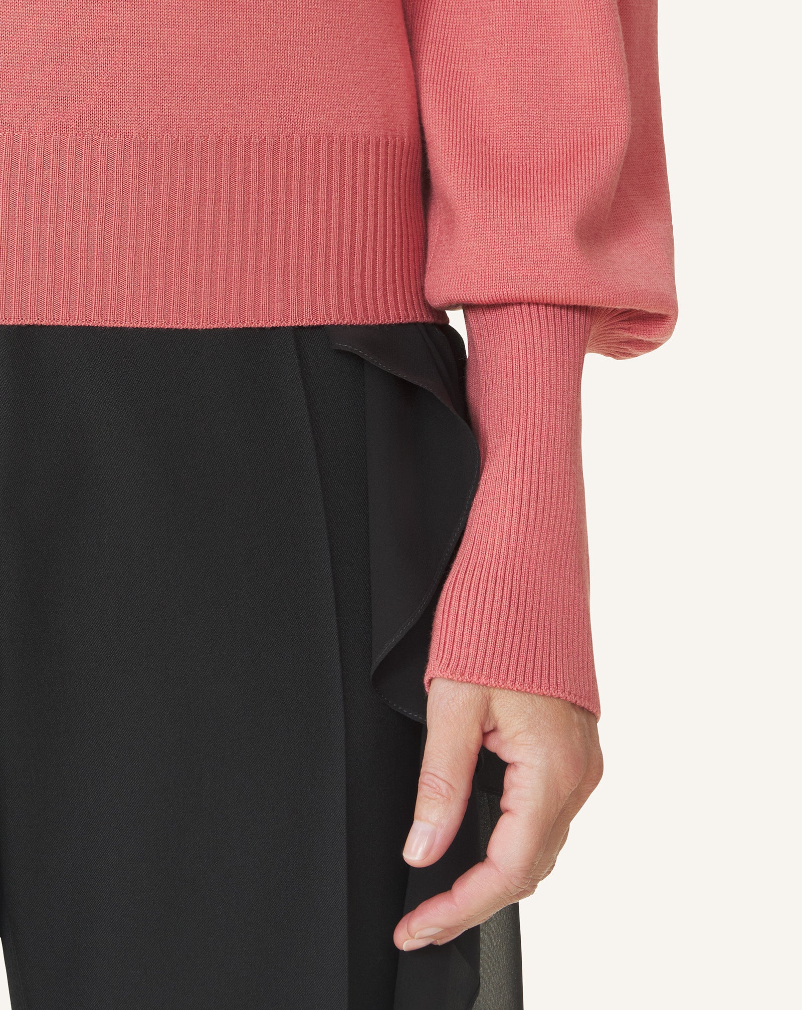 WOOL SWEATER WITH GROSGRAIN DETAIL