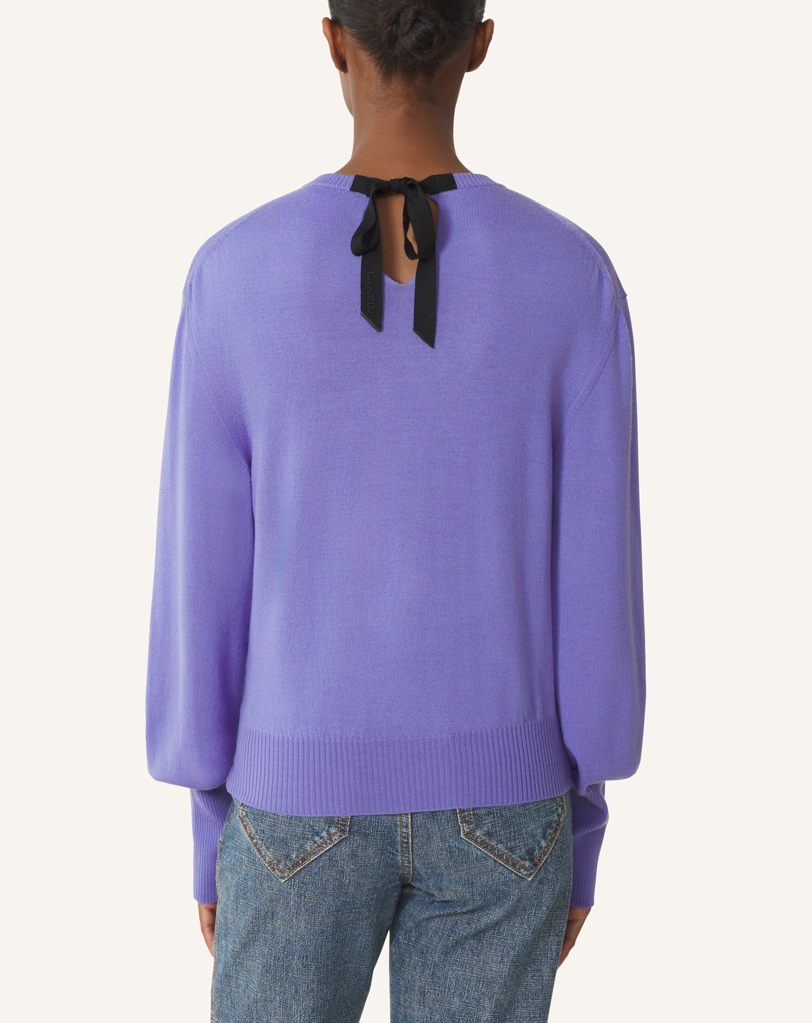 WOOL SWEATER WITH GROSGRAIN DETAIL