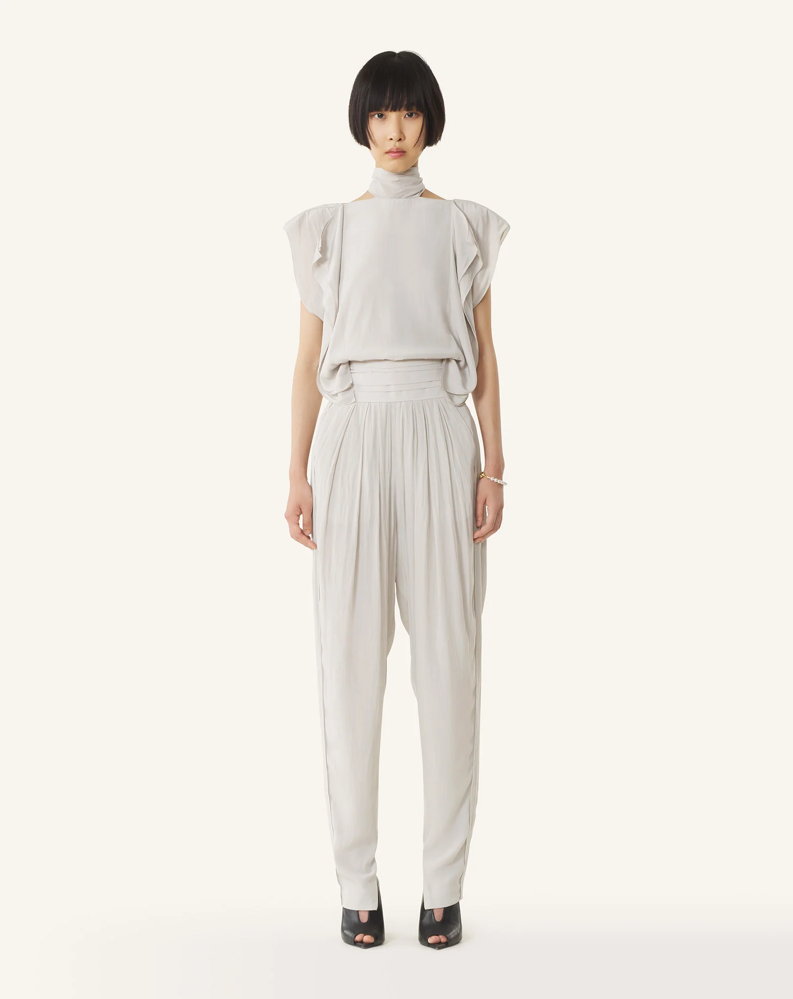 FRILLED TOP IN CHARMEUSE
