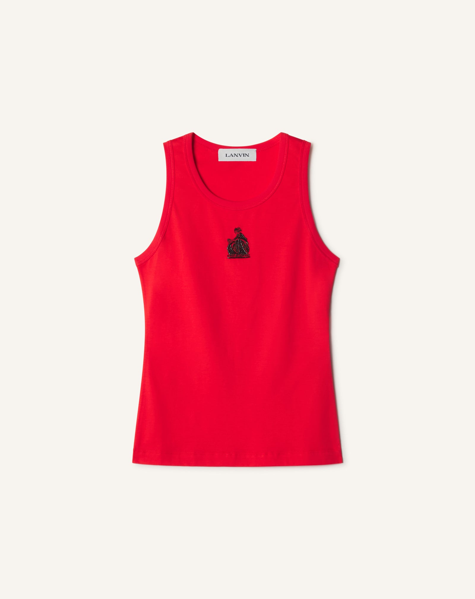 MOTHER AND DAUGHTER EMBROIDERED COTTON JERSEY TANK TOP