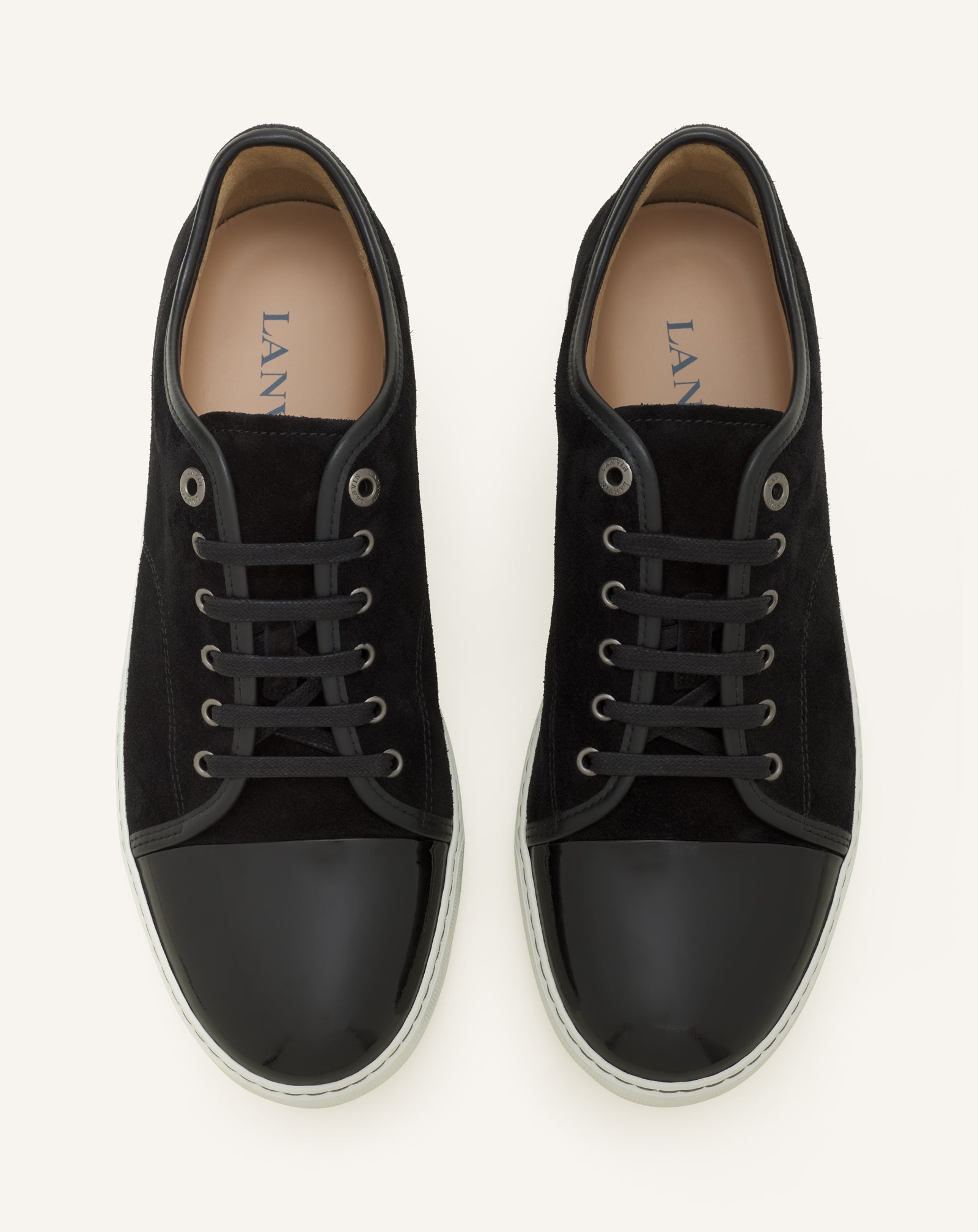 BLACK DBB1 PATENT LEATHER AND SUEDE SNEAKERS