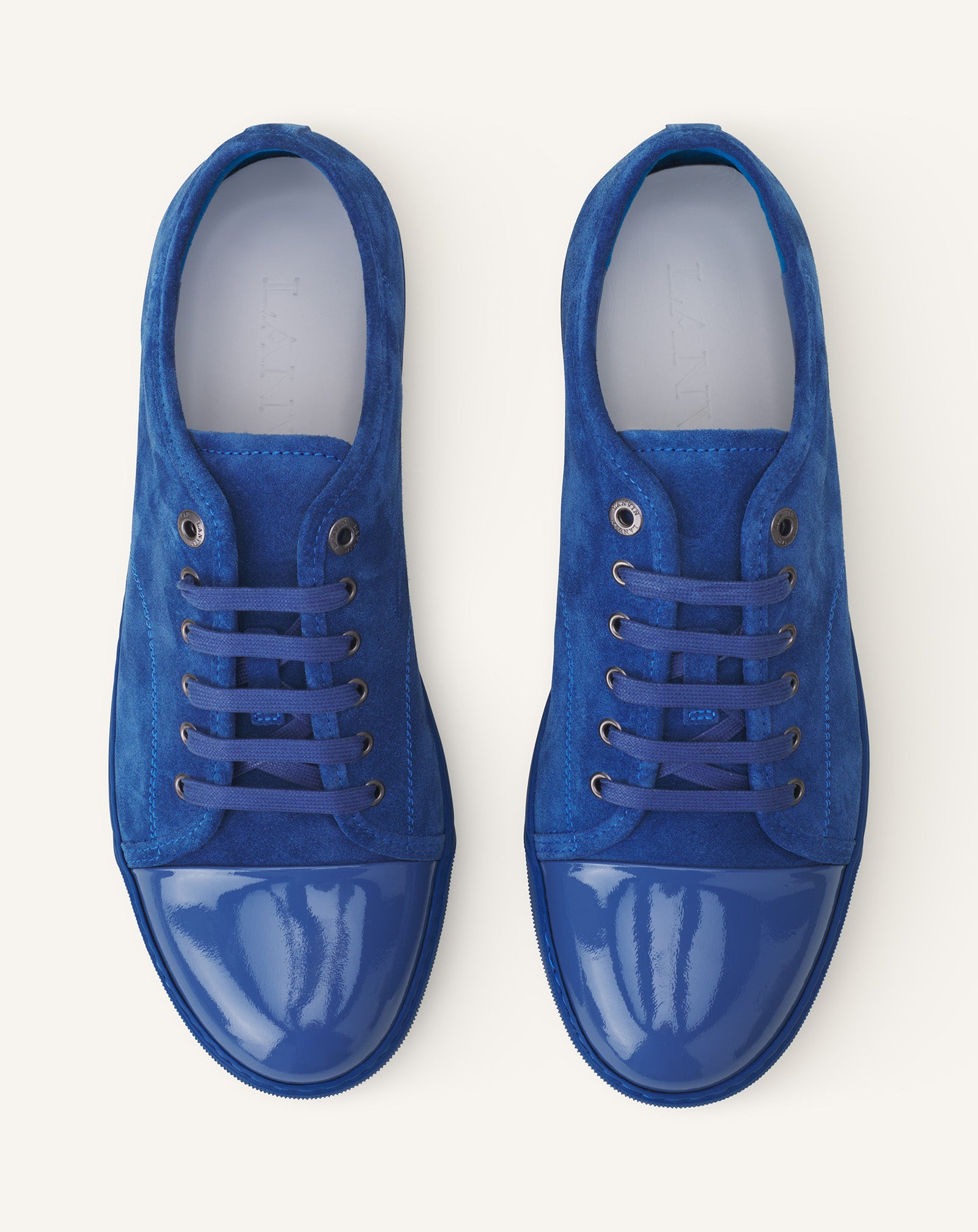 BLUE DBB1 PATENT LEATHER AND SUEDE SNEAKERS