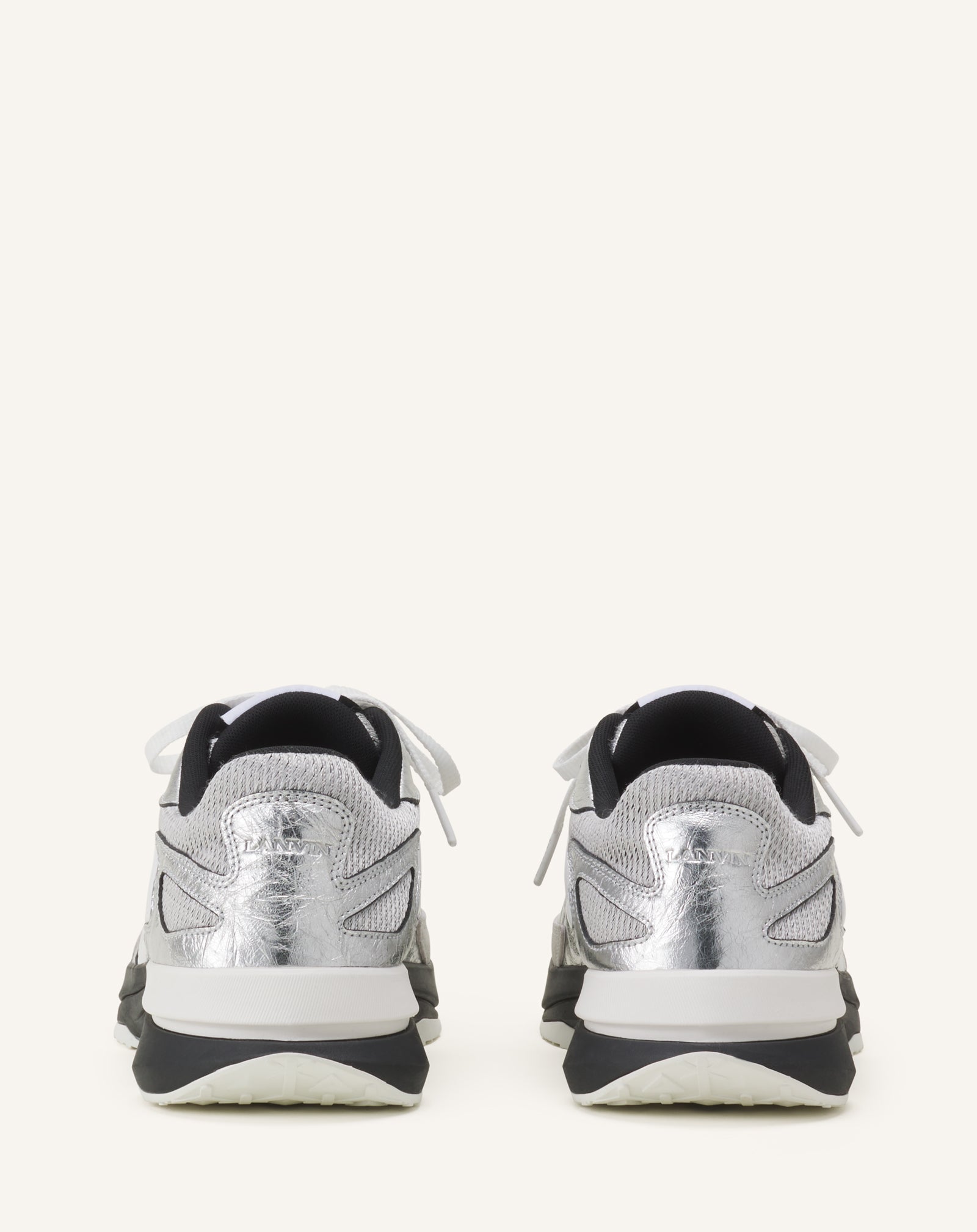 SILVER JLA SNEAKERS IN CRINKLED METALLIC LEATHER
