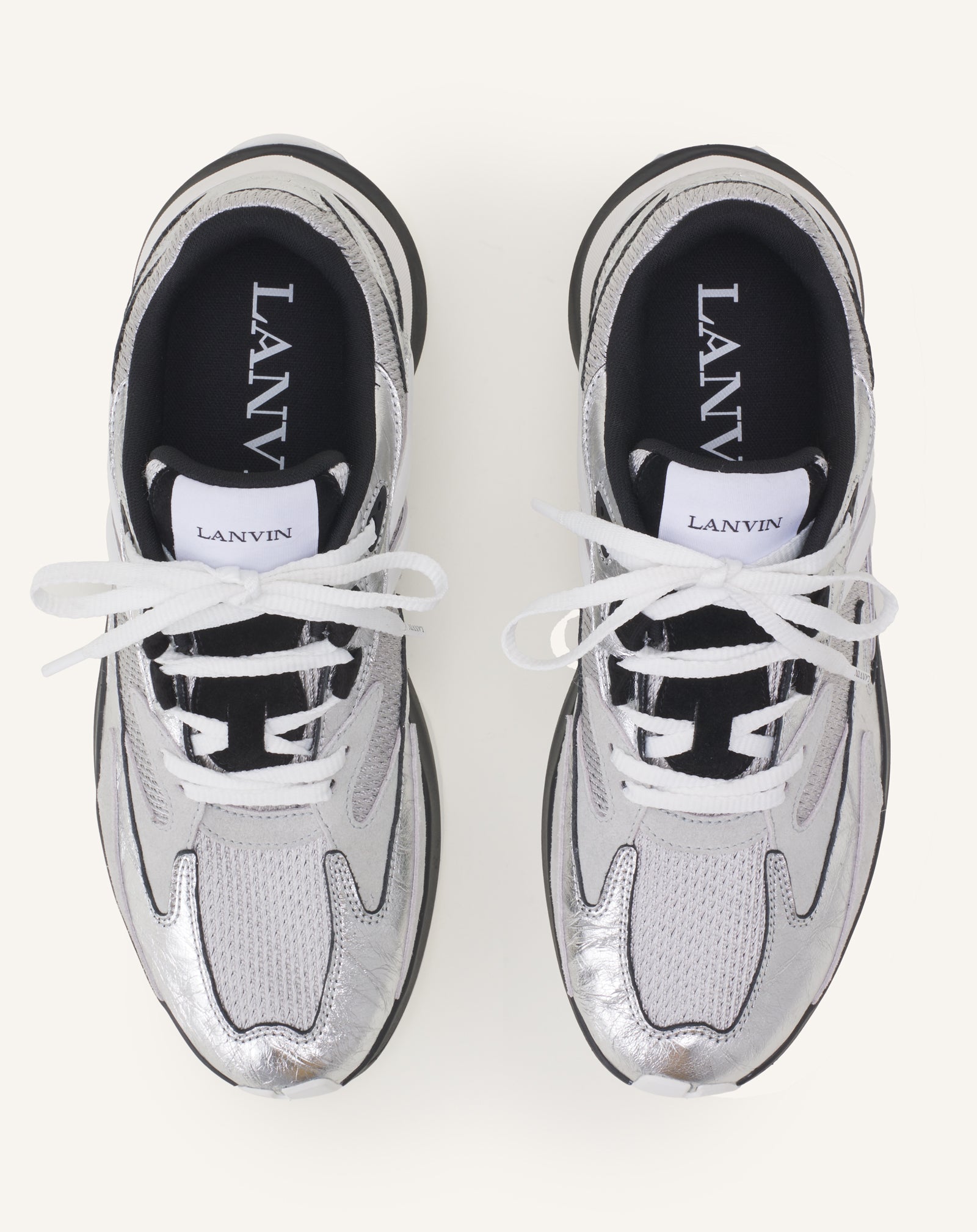SILVER JLA SNEAKERS IN CRINKLED METALLIC LEATHER