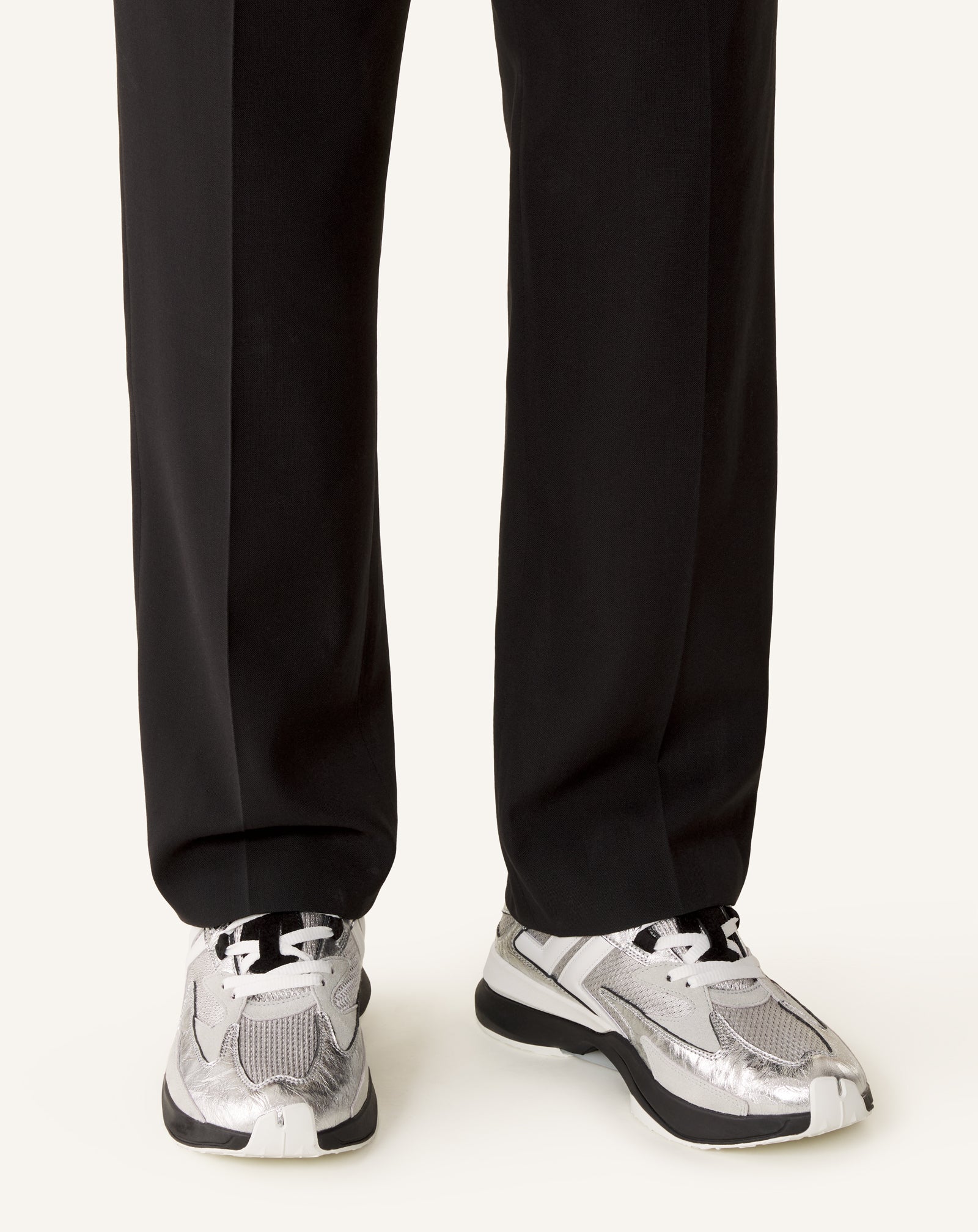 SILVER JLA SNEAKERS IN CRINKLED METALLIC LEATHER