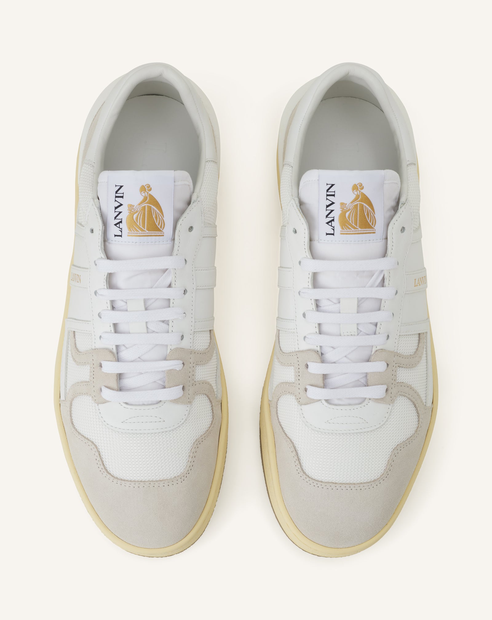 WHITE CLAY SNEAKERS IN MESH AND LEATHER