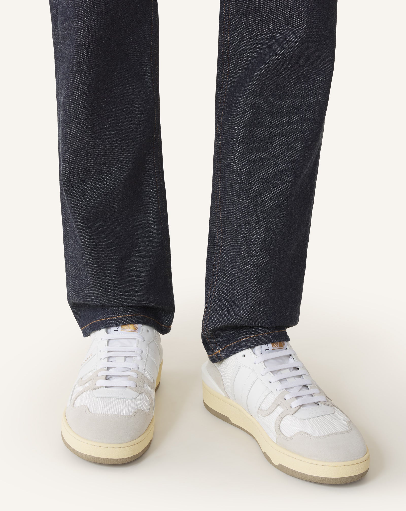 WHITE CLAY SNEAKERS IN MESH AND LEATHER