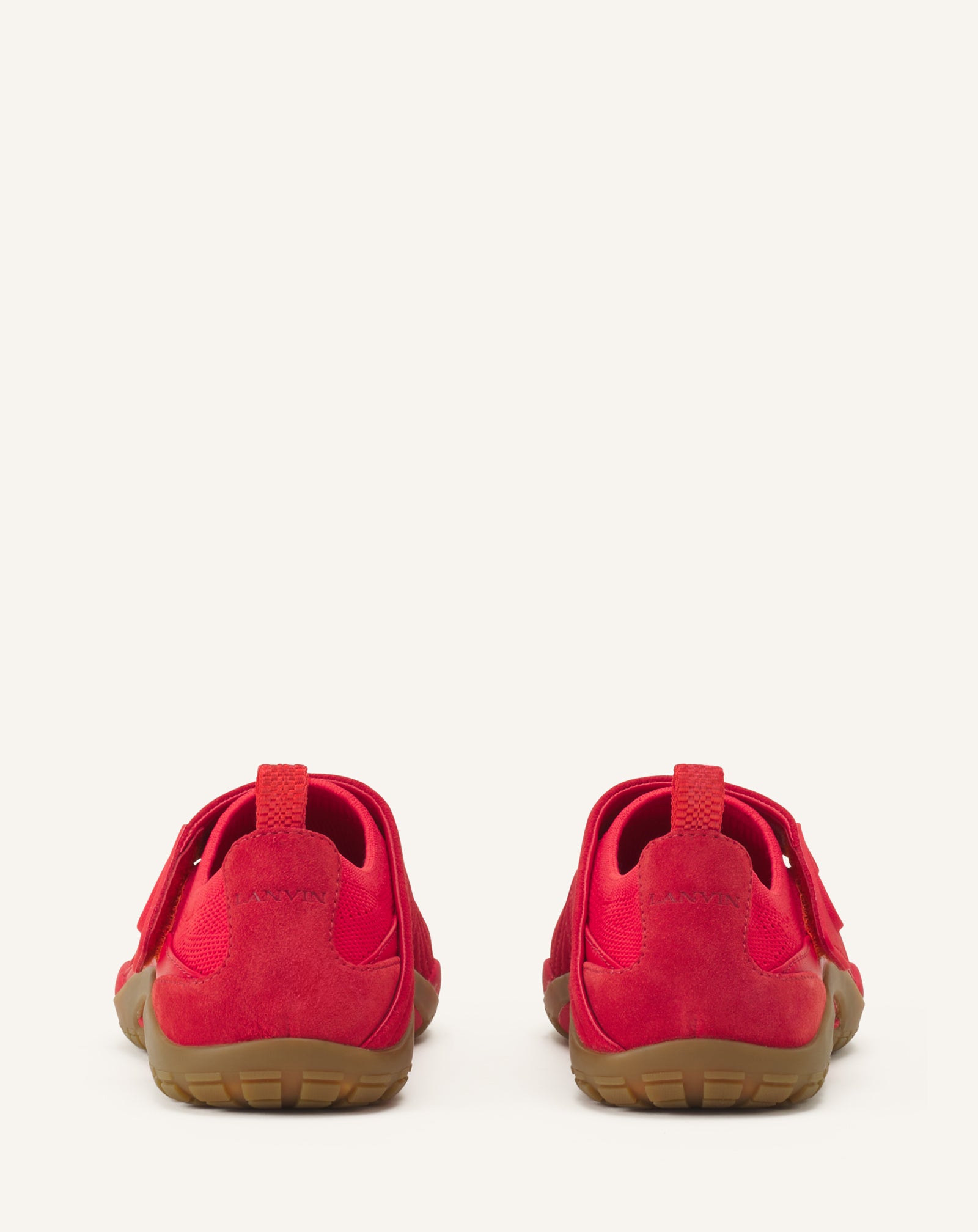 RED LNV1 KNIT AND SUEDE SNEAKERS
