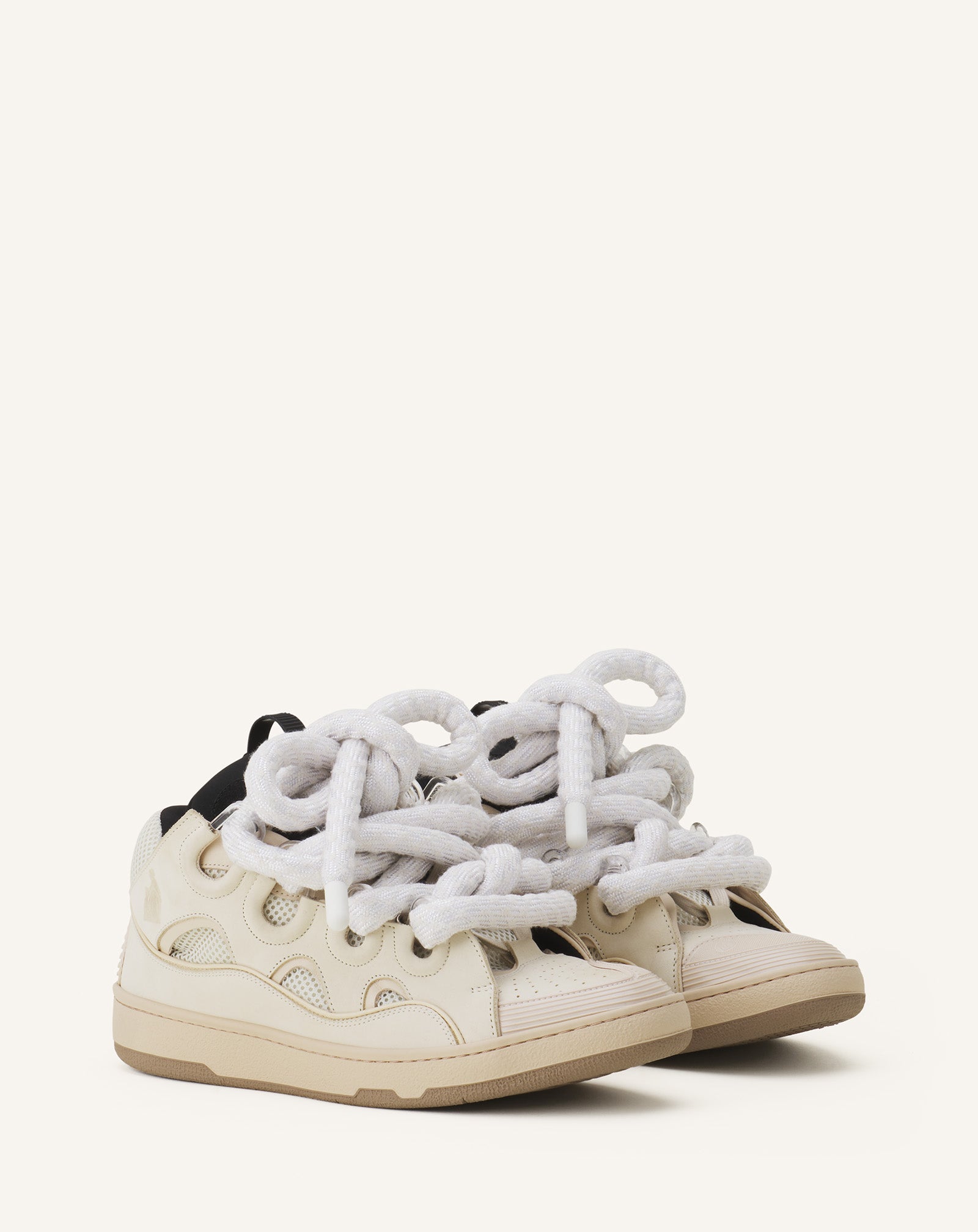 CURB SNEAKERS IN LEATHER WITH SNAKE LACES