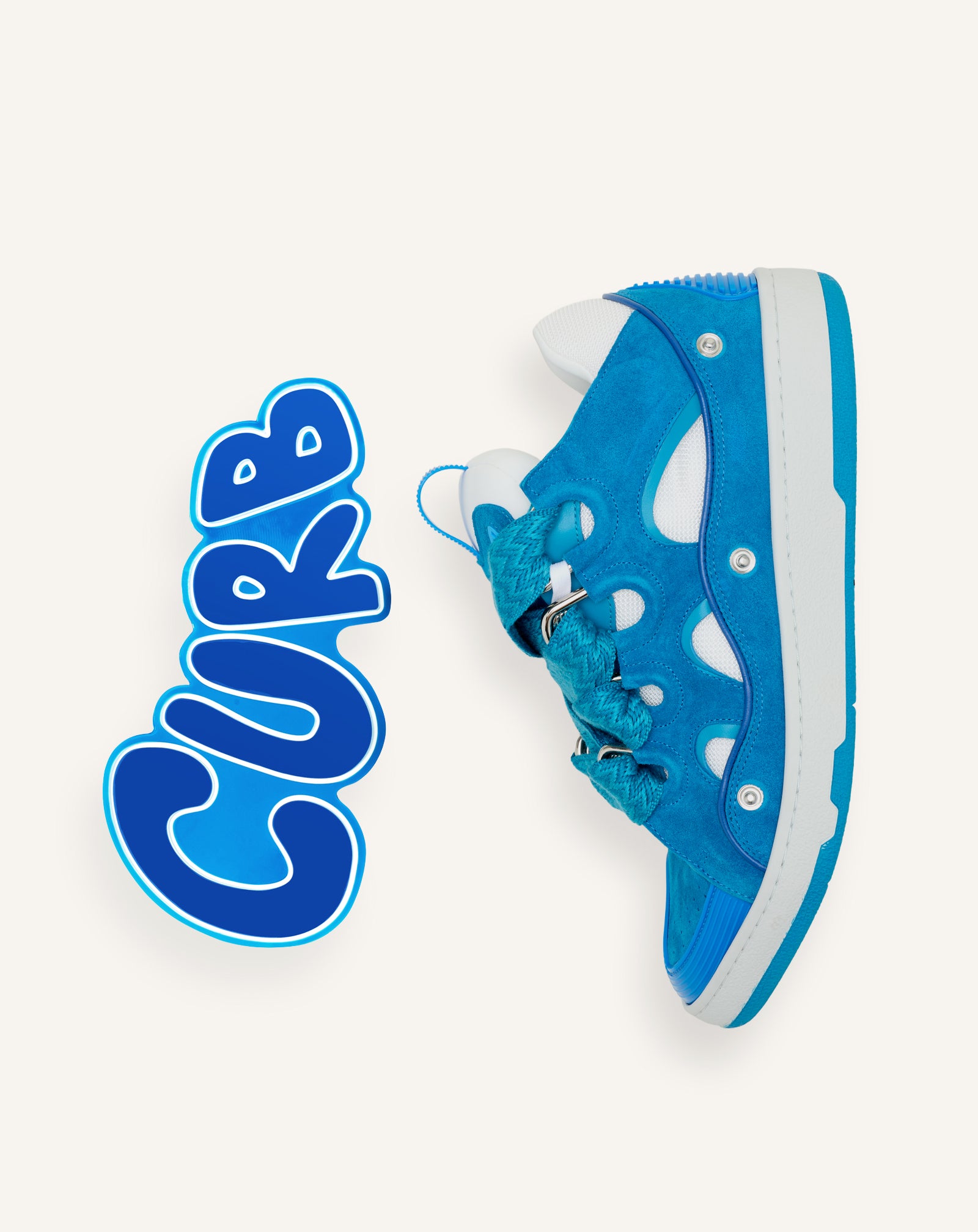 BLUE CURB PATCH  SNEAKERS IN LEATHER