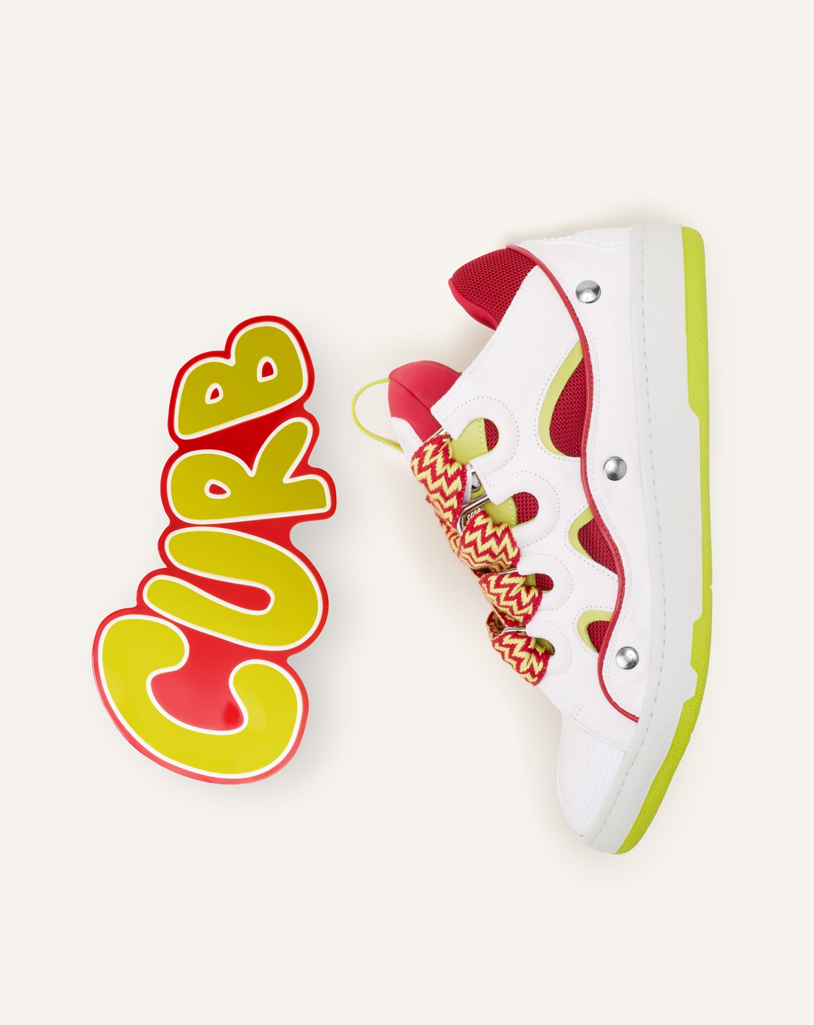 RED CURB PATCH  SNEAKERS IN LEATHER