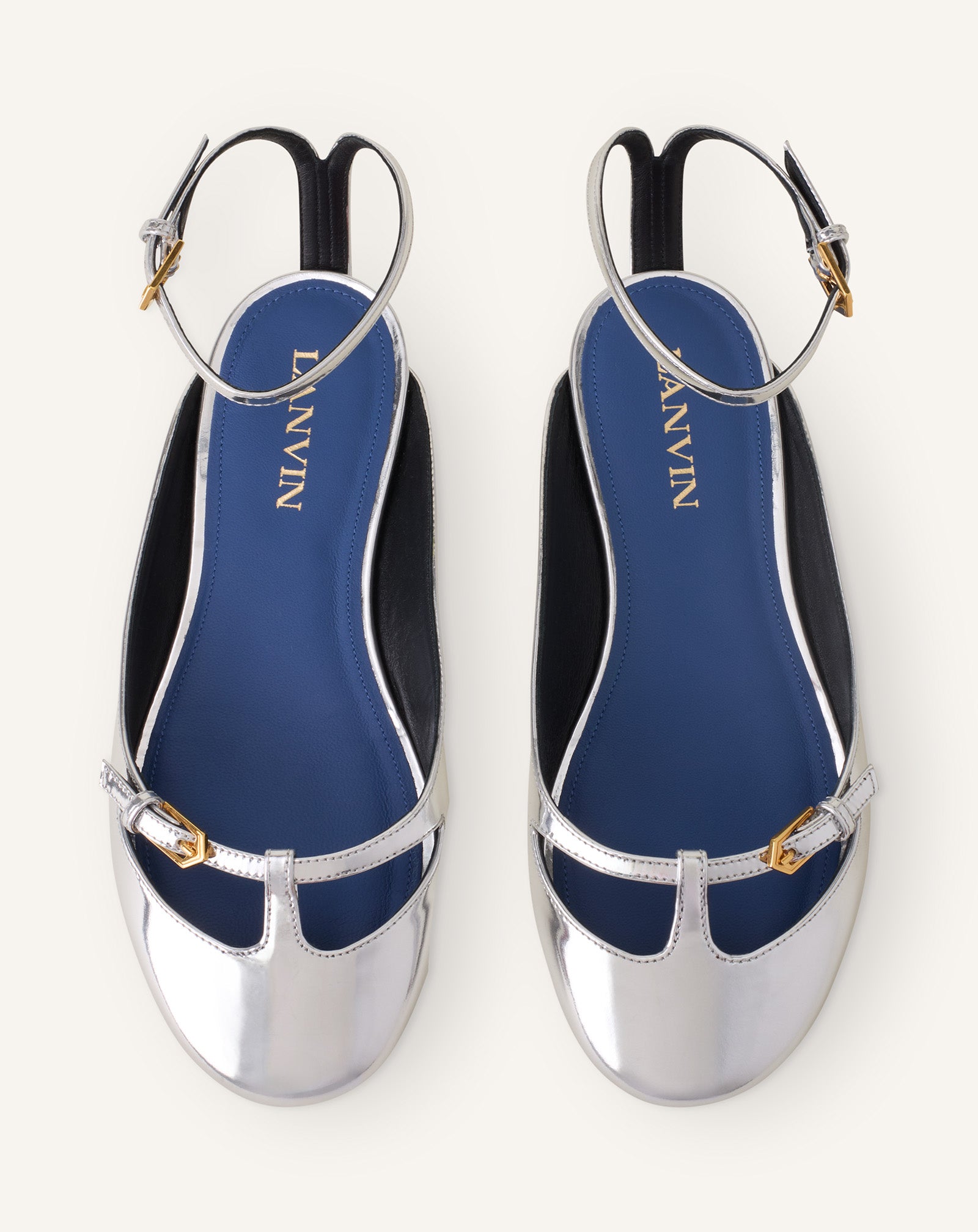 SILVER MARY-JANE BALLERINA IN METALLIC LEATHER