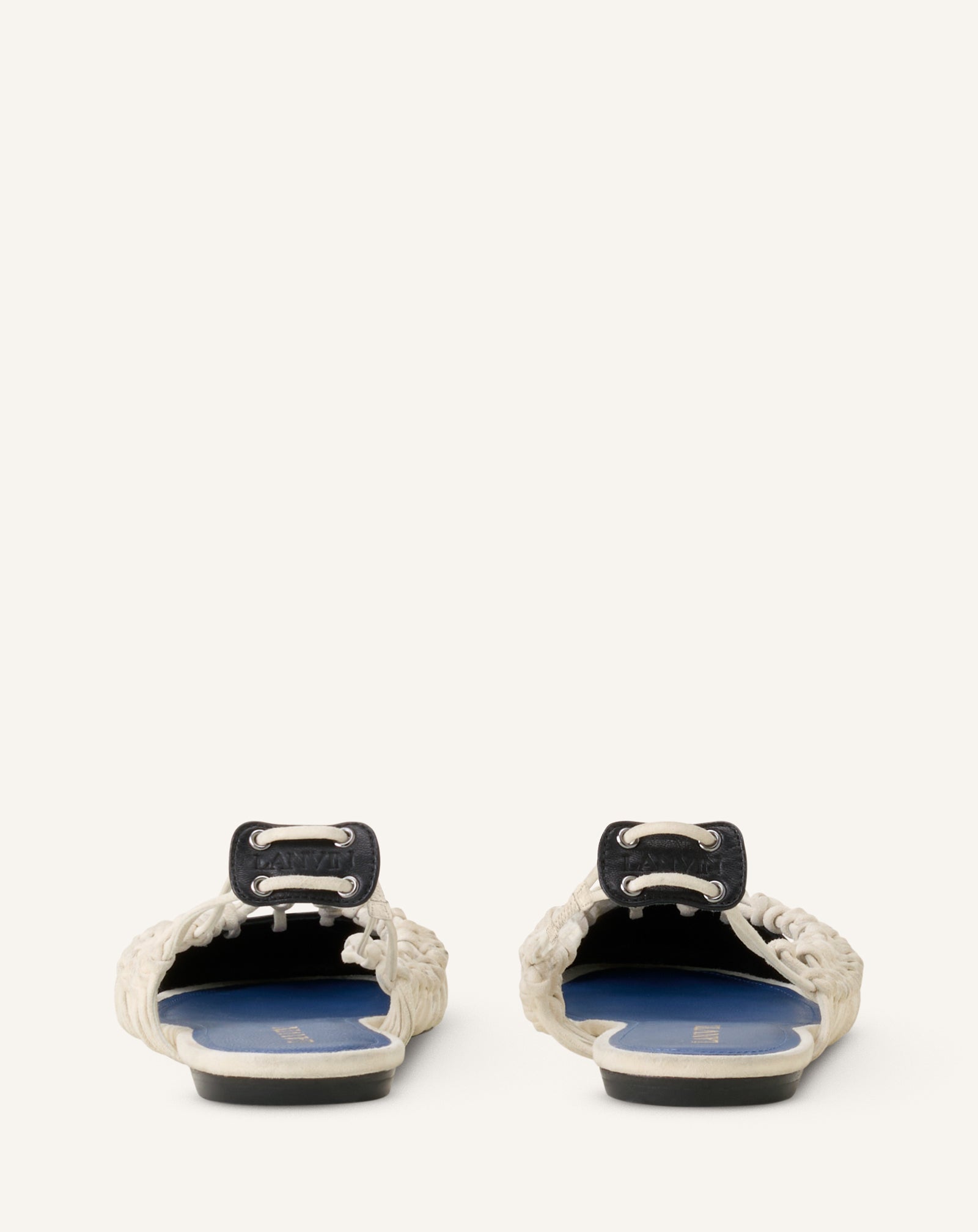 WHITE KNITLINE SLINGBACK BALLERINA IN LEATHER