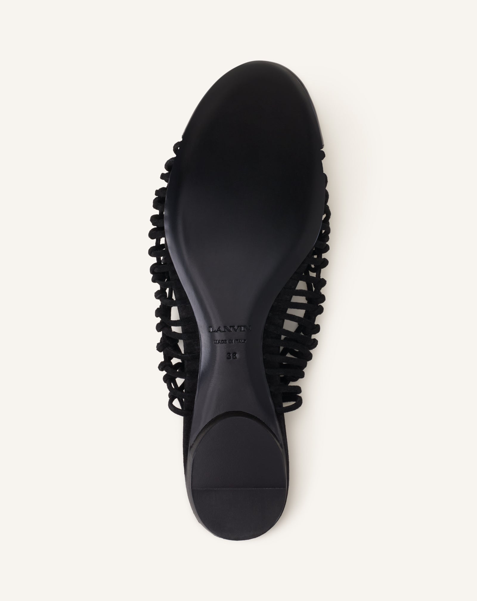 BLACK KNITLINE SLINGBACK BALLERINA IN LEATHER