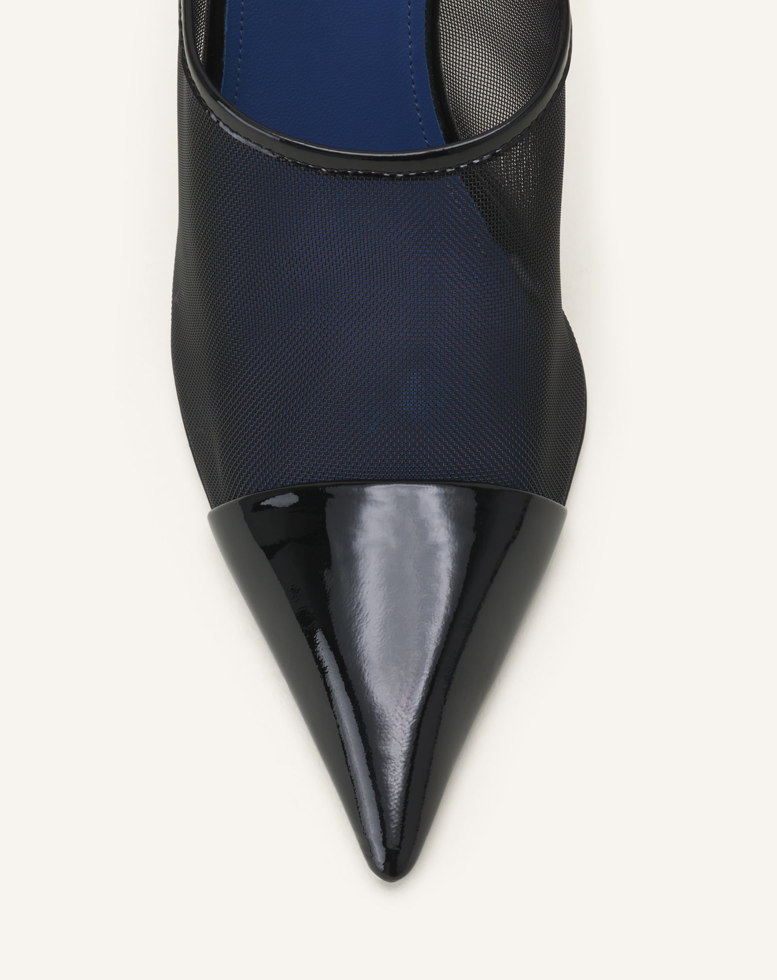 BLACK NOCTURNE MULE IN MESH AND PATENT LEATHER