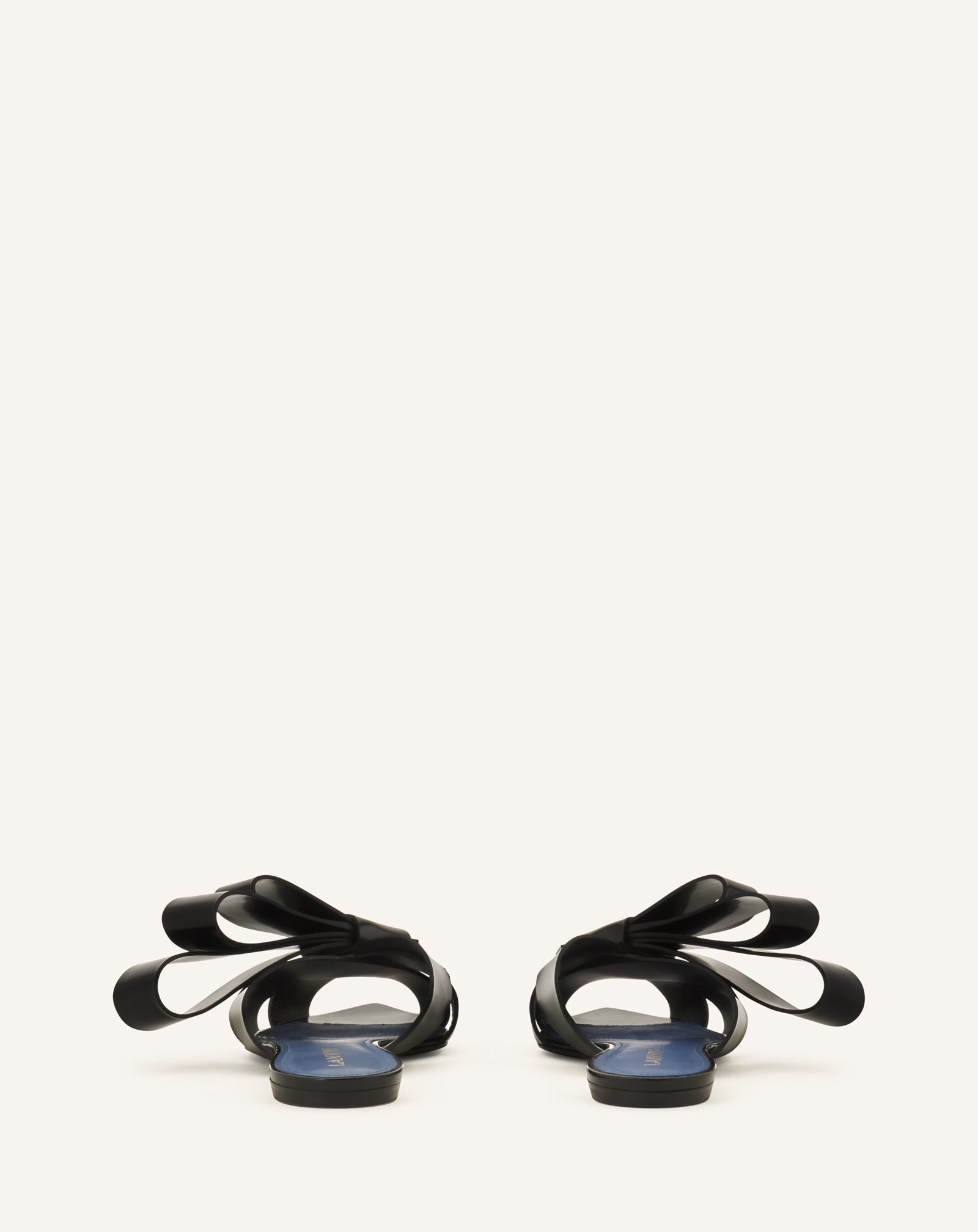 BLACK CADEAU MULE FLATS IN LEATHER