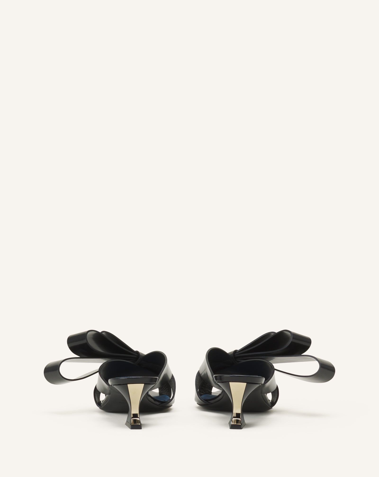 BLACK CADEAU LEATHER MULE WITH HEEL