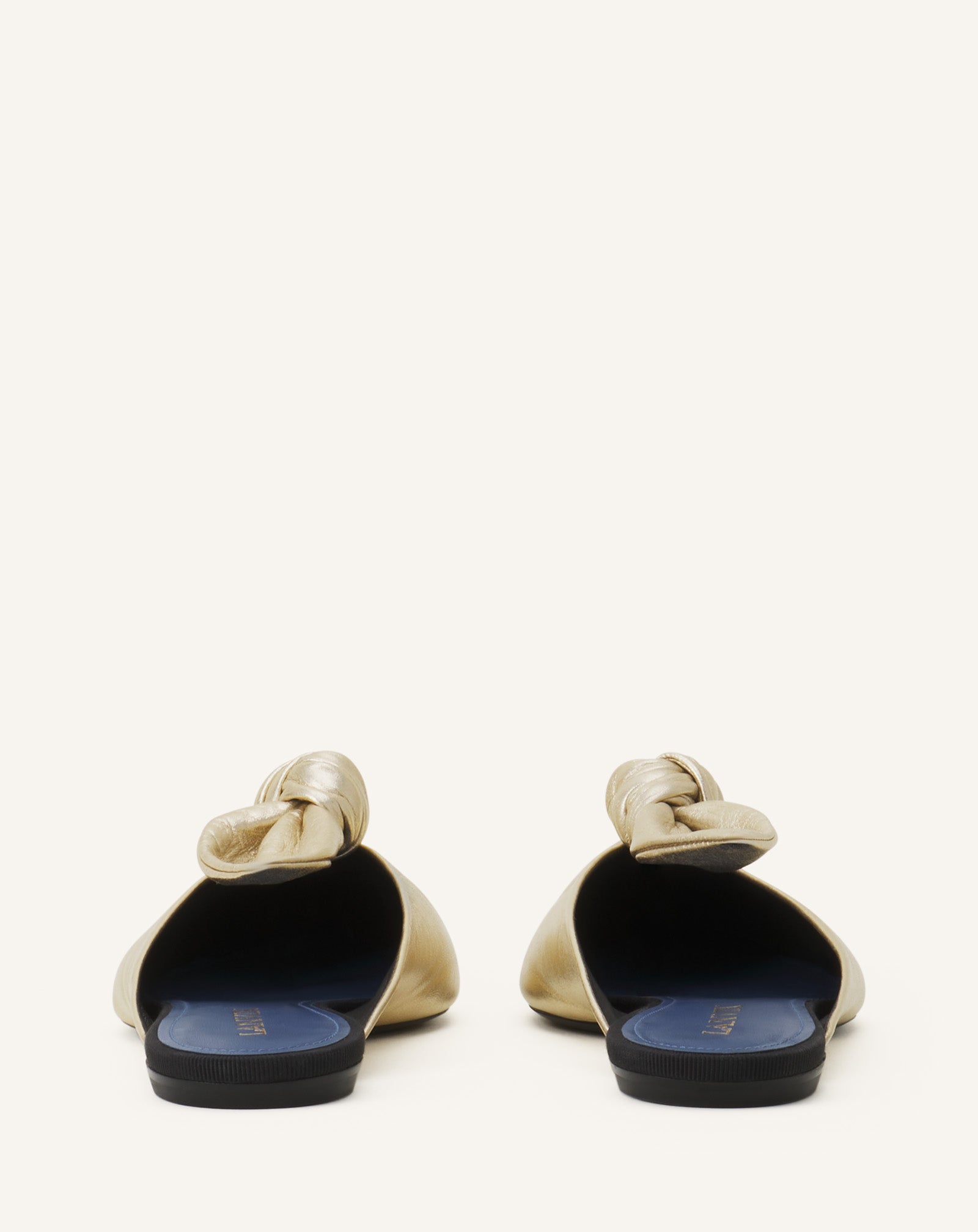 MIDNIGHT STEP BOW MULE IN METALLIC LEATHER