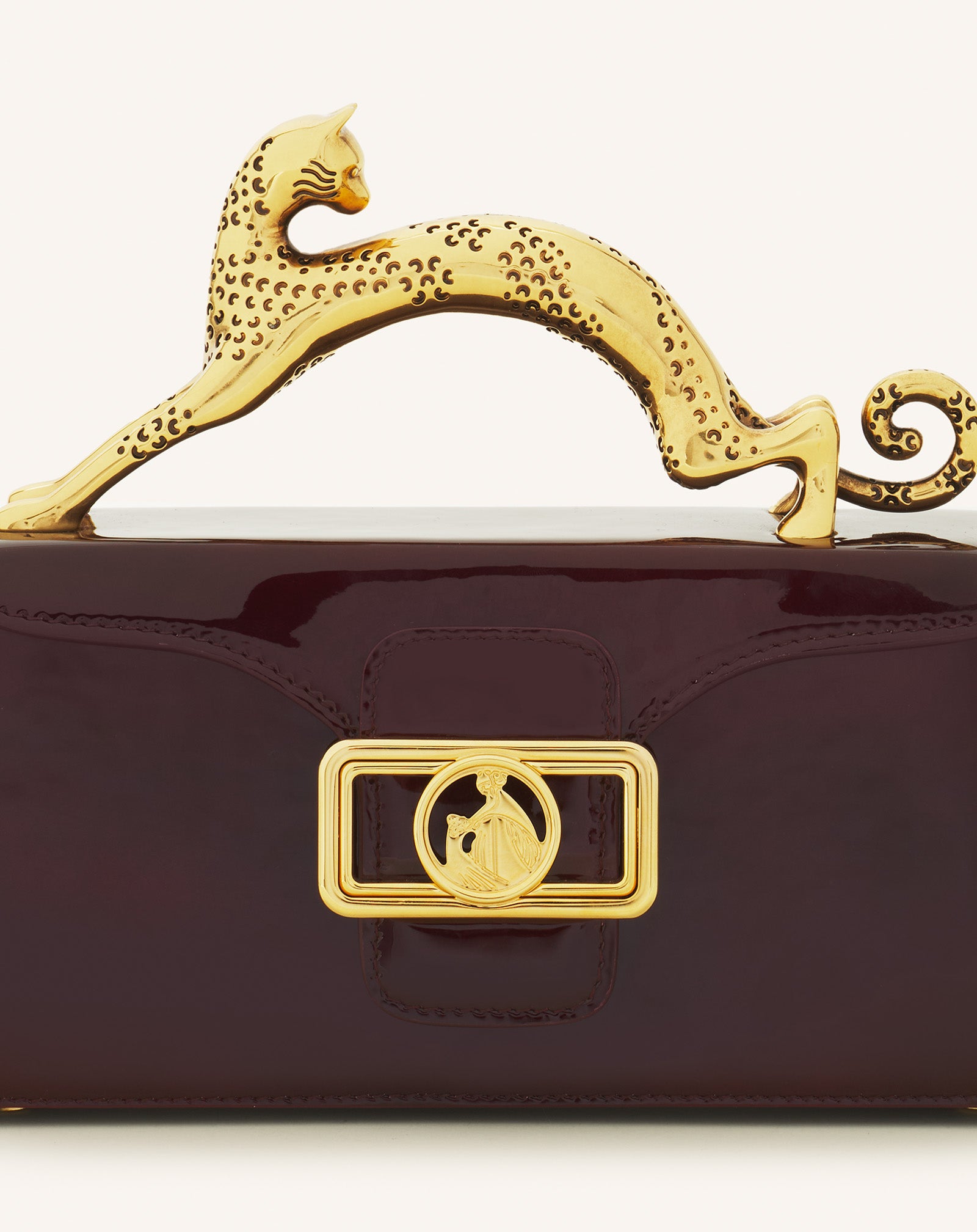 BROWN PENCIL CAT NANO BAG IN PATENT LEATHER