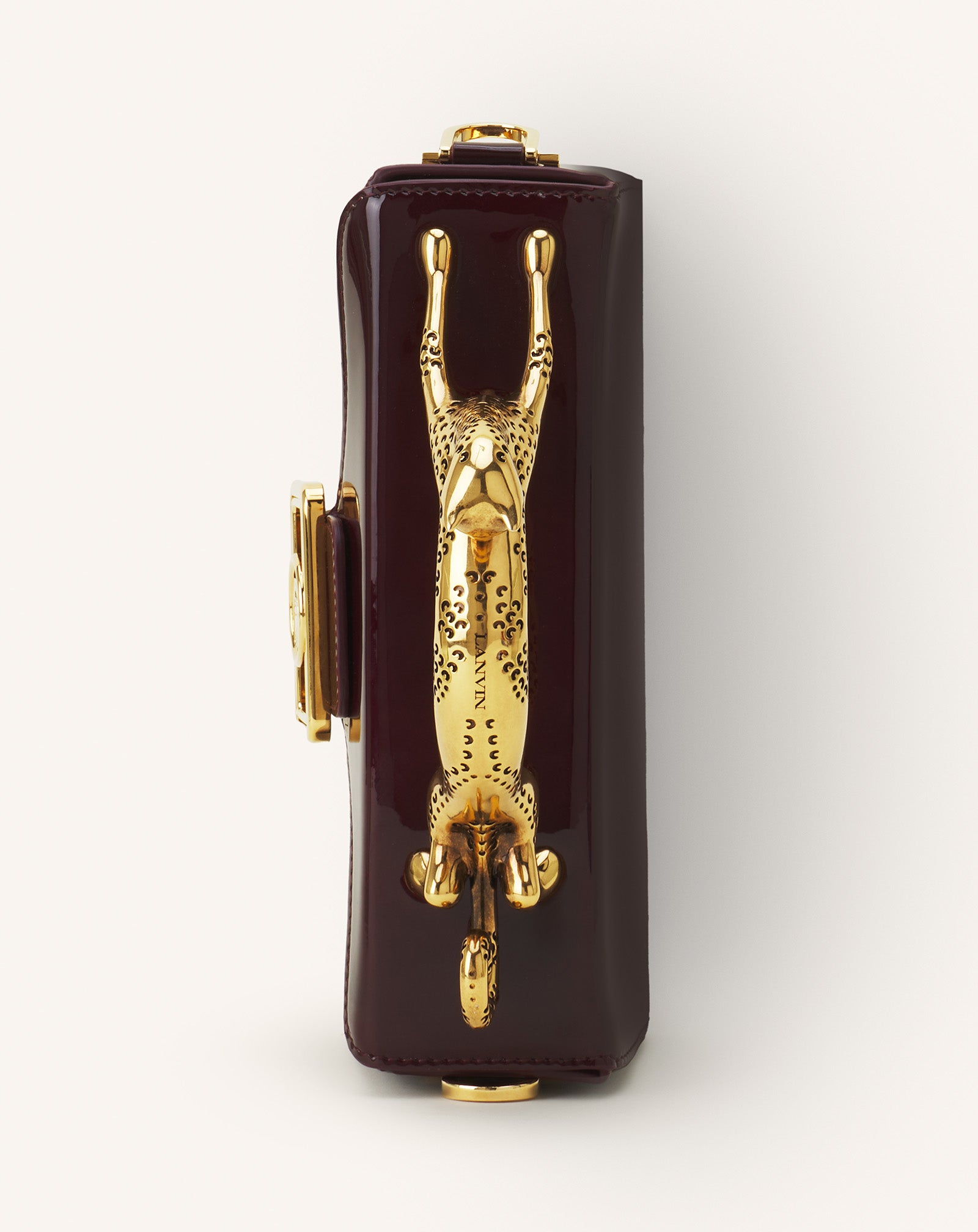 BROWN PENCIL CAT NANO BAG IN PATENT LEATHER