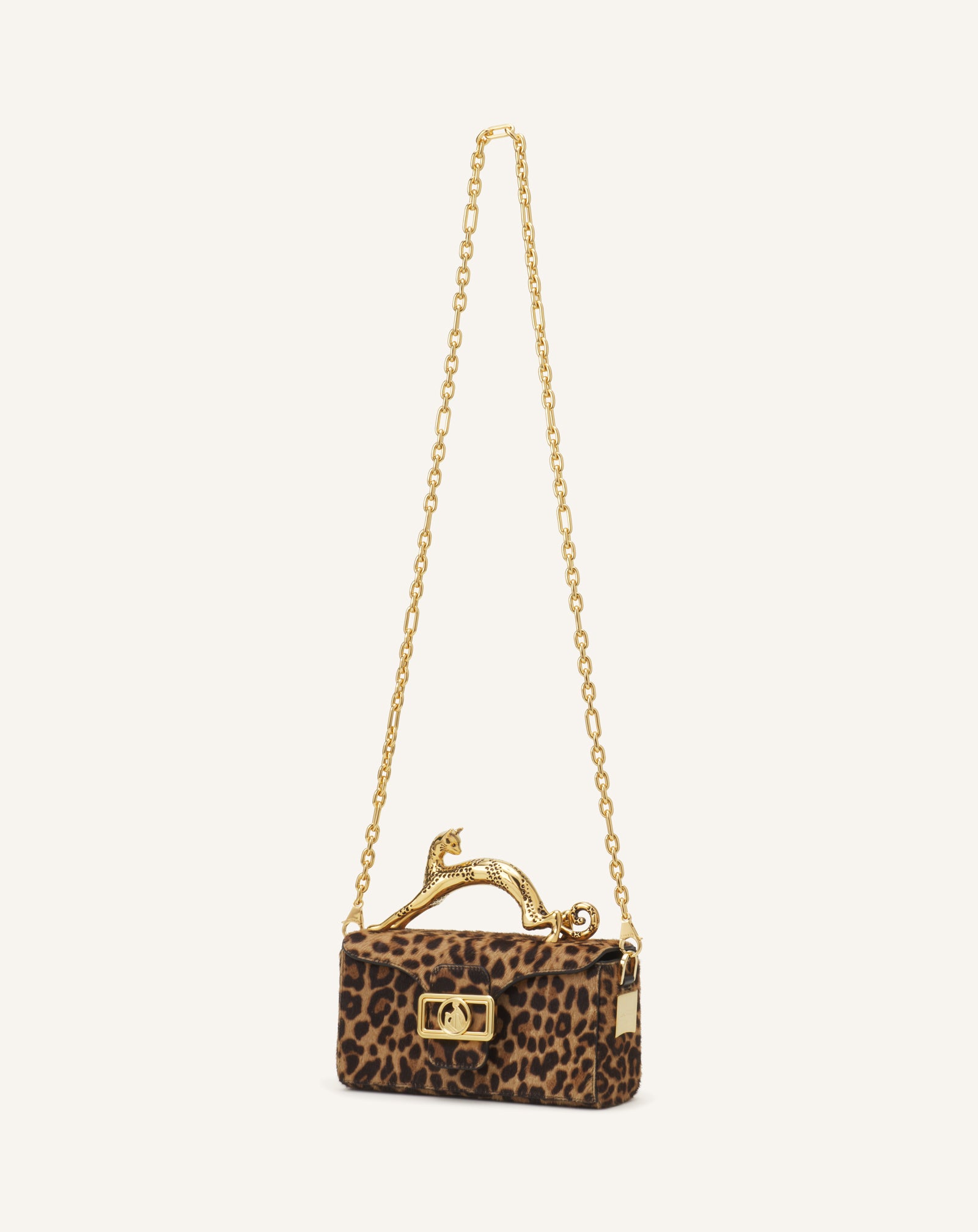 BEIGE PENCIL CAT NANO BAG IN LEOPARD PRINT