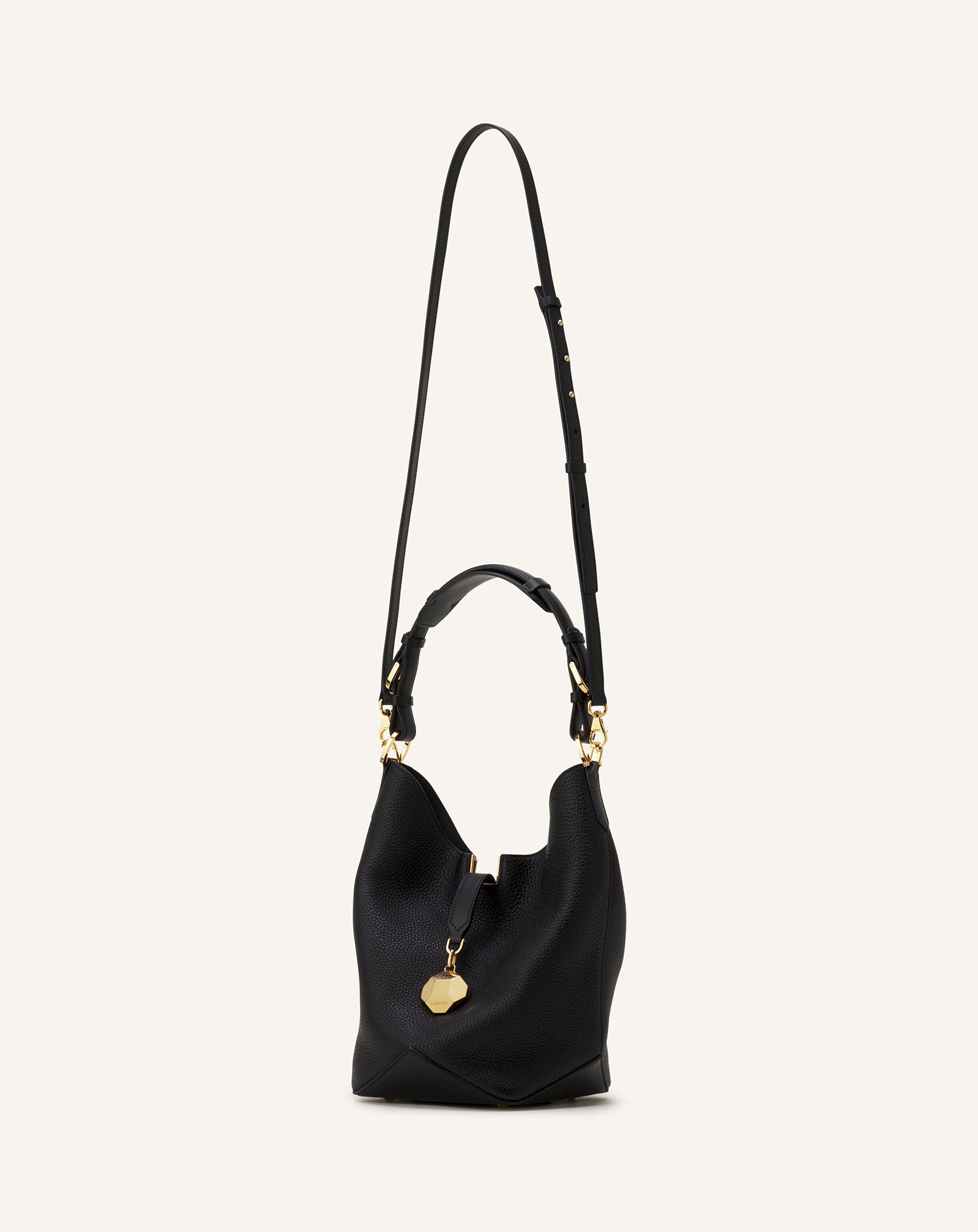 CATCH BY LANVIN MEDIUM BUCKET BAG IN GRAINED LEATHER
