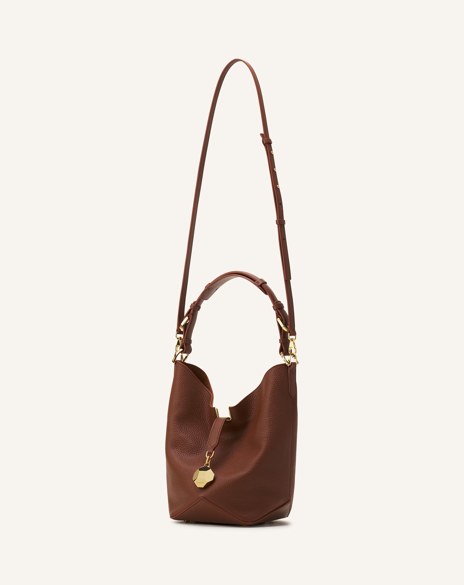 CATCH BY LANVIN MEDIUM BUCKET BAG IN GRAINED LEATHER
