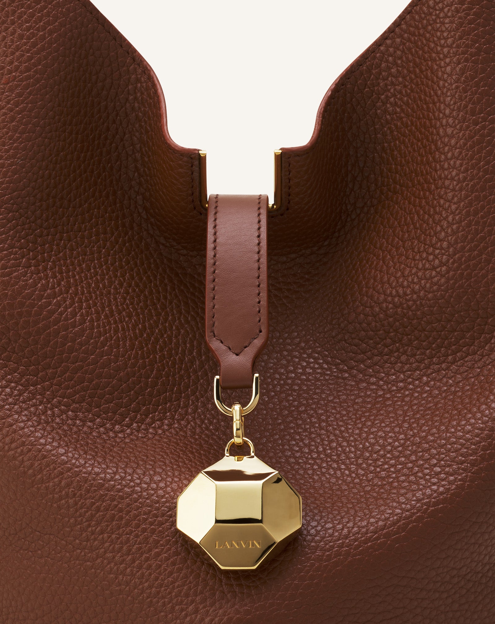 CATCH BY LANVIN MEDIUM BUCKET BAG IN GRAINED LEATHER