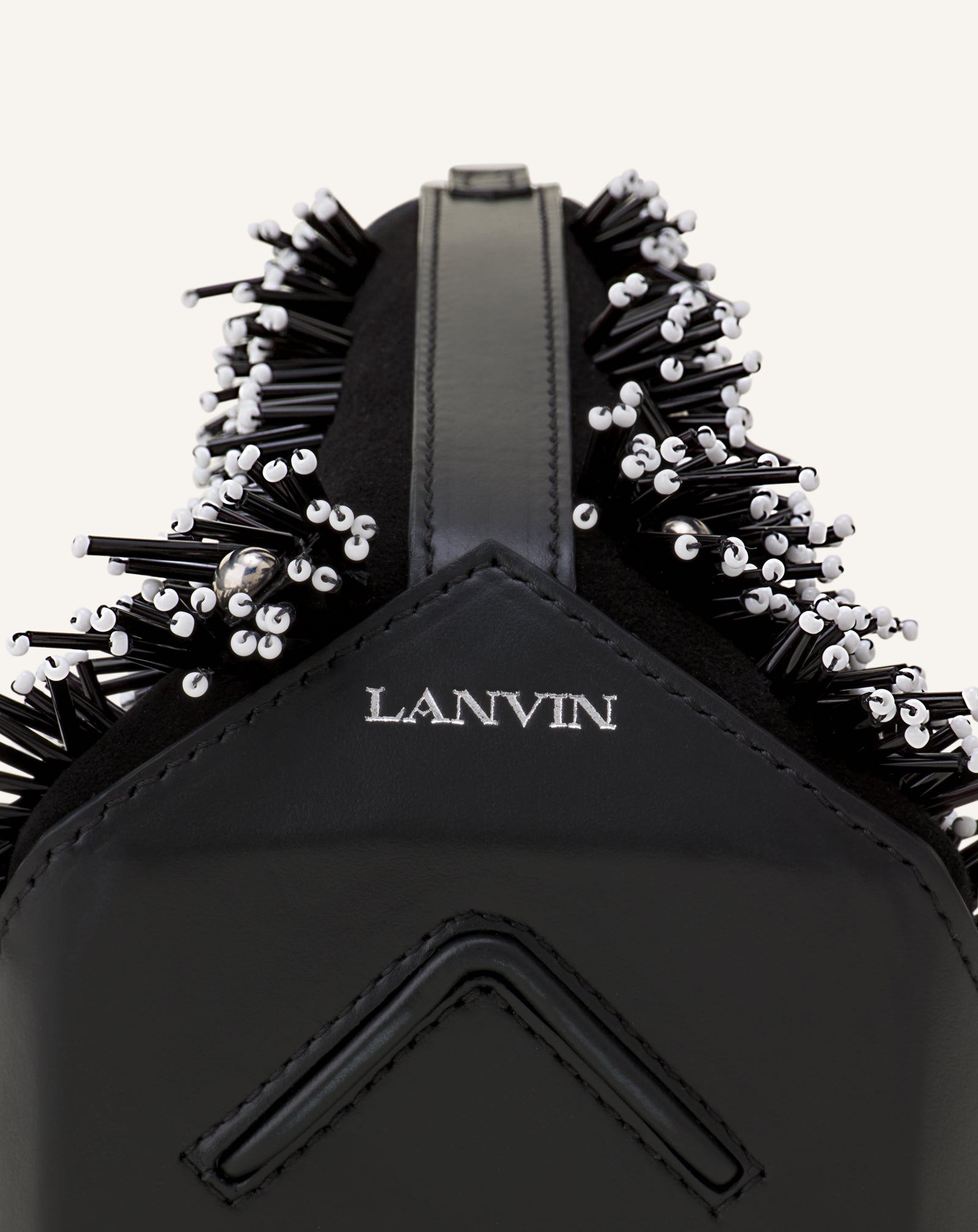 CATCH BY LANVIN EMBROIDERED LEATHER BUCKET BAG