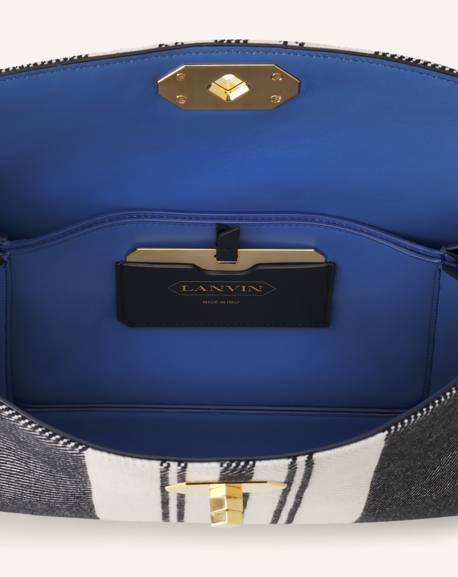 GREY COMPAGNON BAG IN STRIPED CANVAS