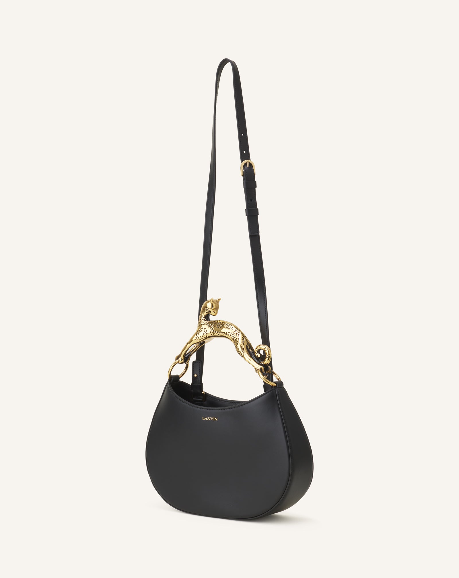 BLACK HOBO CAT  BAG IN LEATHER