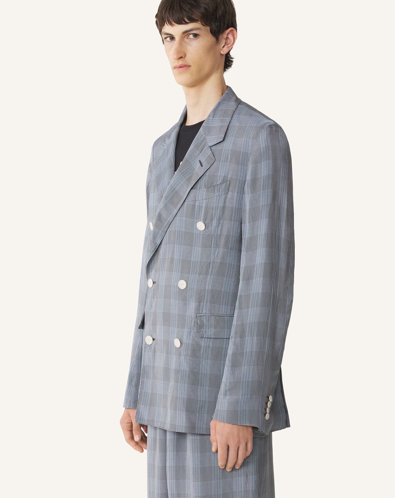 BLACK DOUBLE-BREASTED JACKET IN VISCOSE